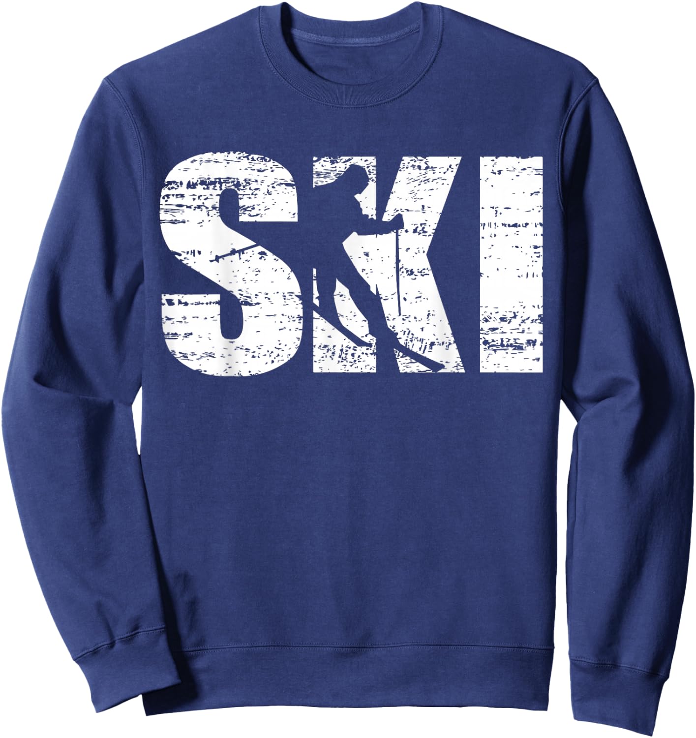 Ski - Distressed Look Skiing & Skiers Sweatshirt - Sweatshirt | Navy