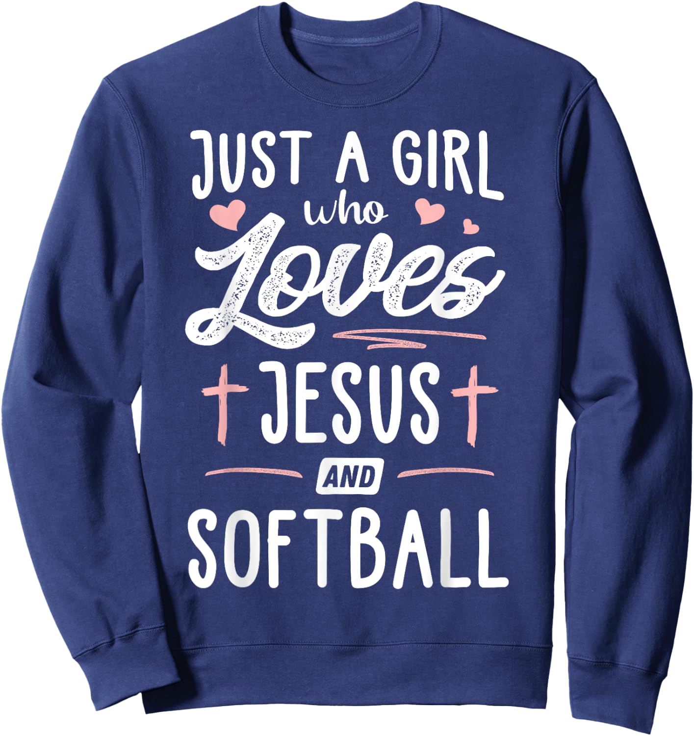 Just A Girl Who Loves Jesus And Softball Gift Women Sweatshirt - Sweatshirt | Navy