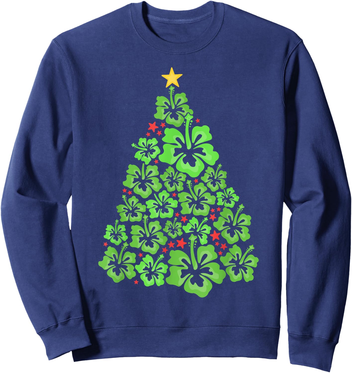 Hawaiian Christmas Tree Mele Kalikimaka Flower Hawaii Sweatshirt - Sweatshirt | Navy