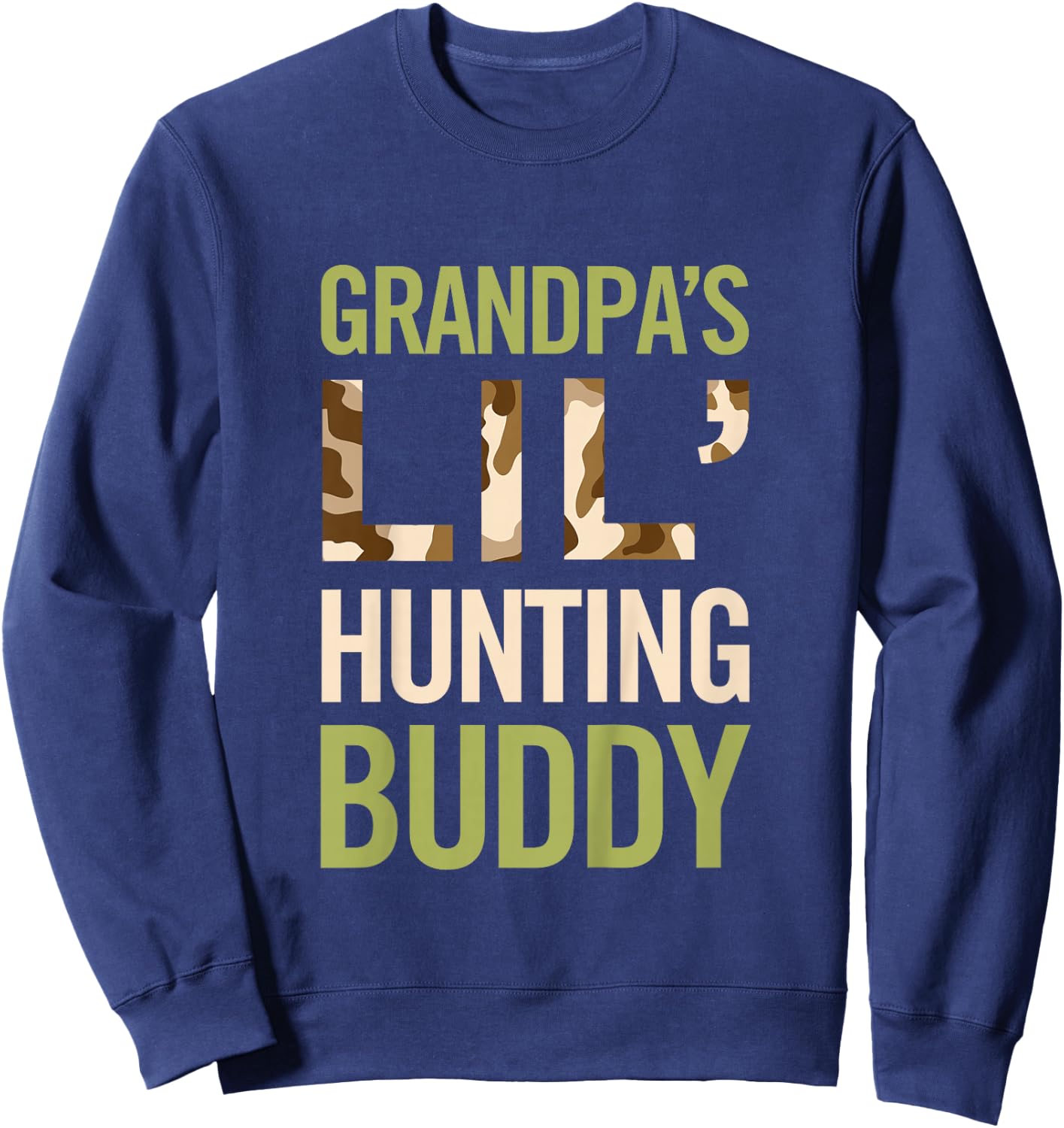 Grandpa's Lil' Hunting Buddy Camo Graphic Youth Family Sweatshirt - Sweatshirt | Navy