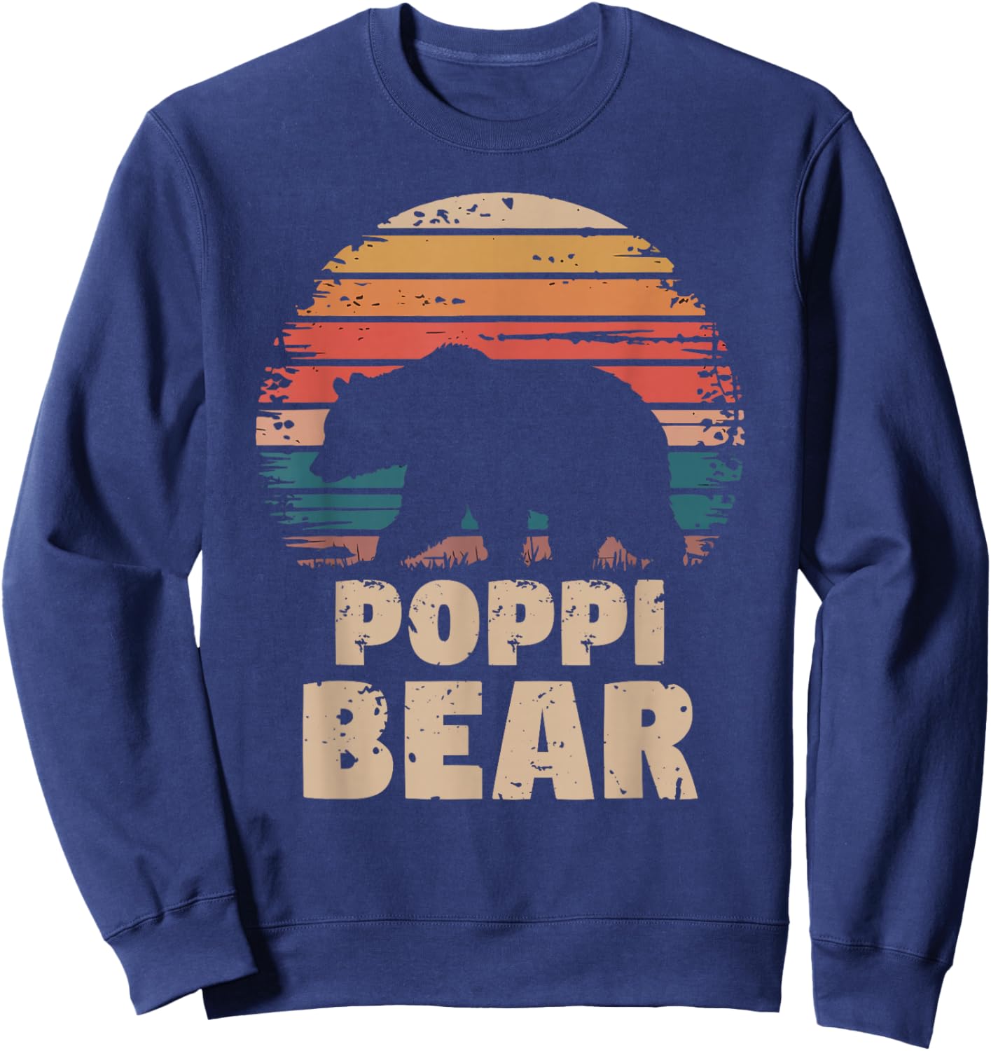 Poppi Bear Vintage Retro Funny Father's Day Sweatshirt - Sweatshirt | Navy