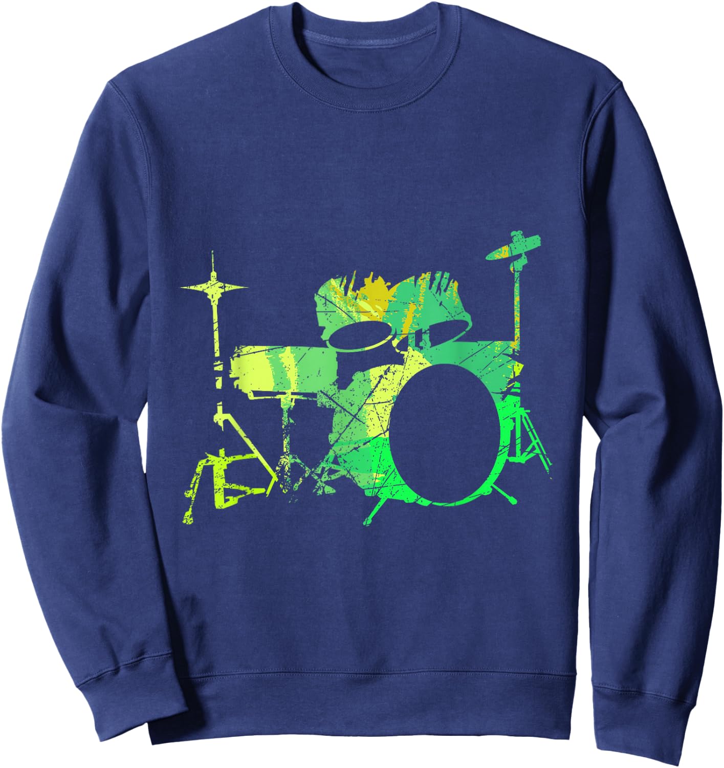 Cool Drum Kit Percussion Vintage Retro Drummer Sweatshirt - Sweatshirt | Navy