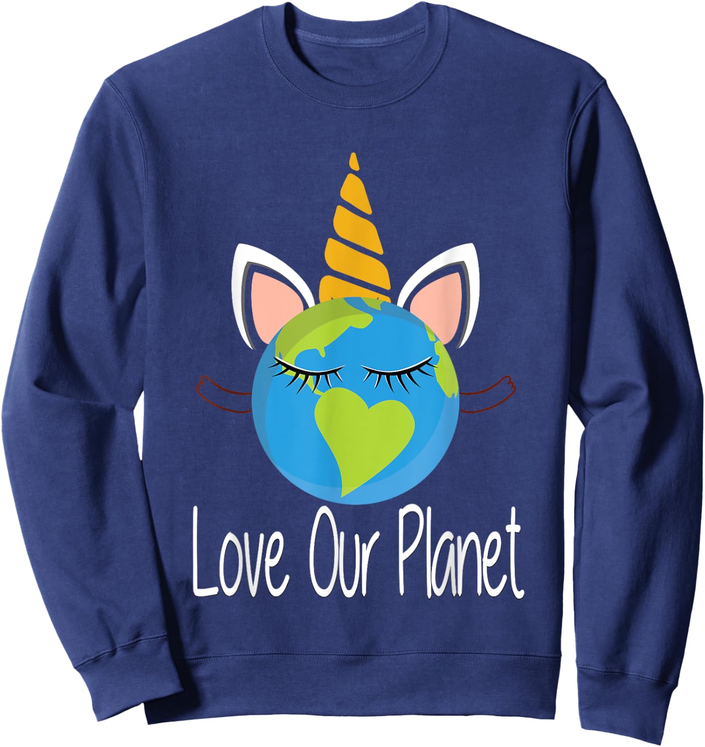 Toddler Girl Earth Day T Shirt Kids Unicorn Face Teen Sweatshirt - Sweatshirt | Navy