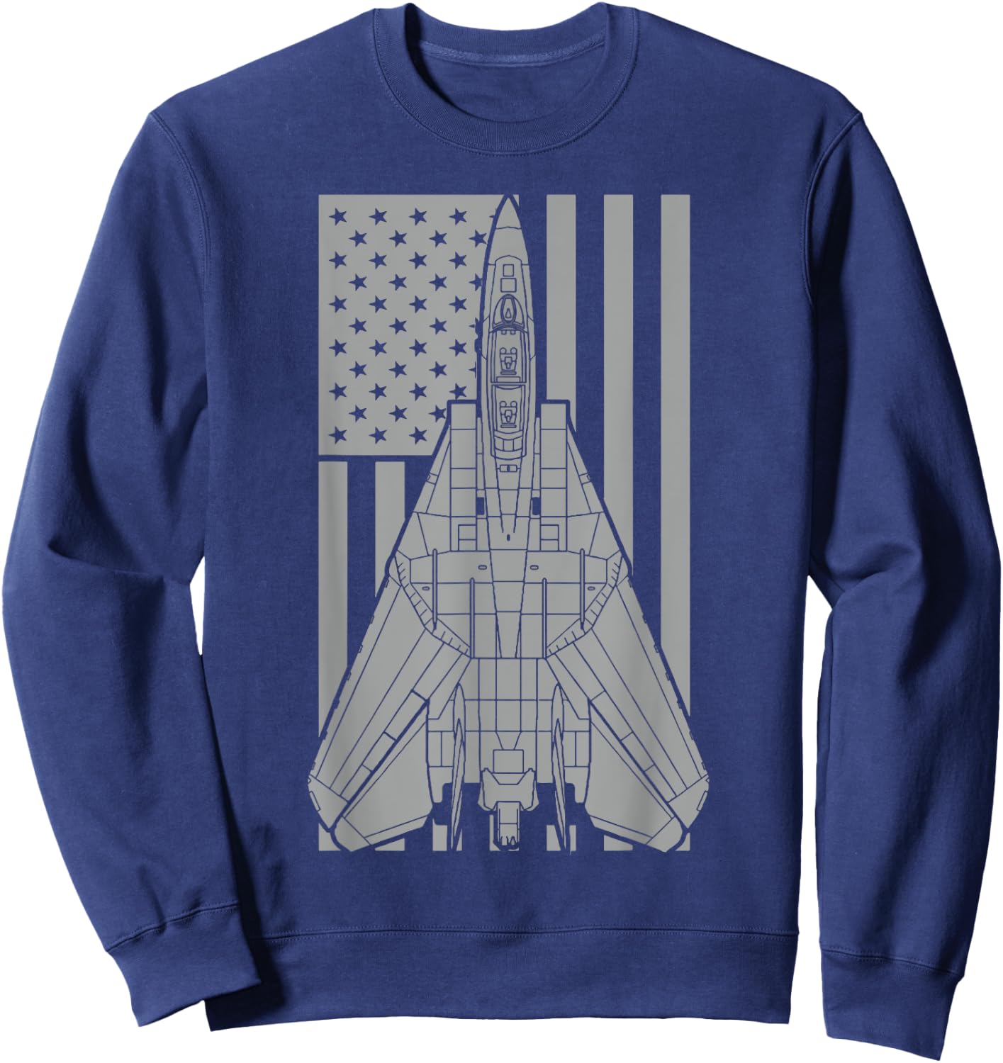 F-14 Tomcat Fighter Jet Military American Flag Sweatshirt - Sweatshirt | Navy