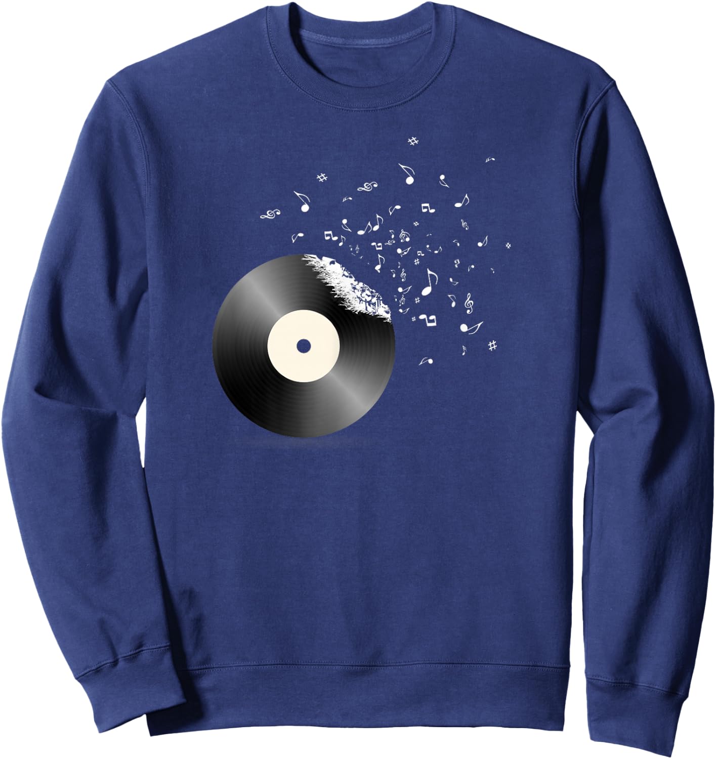 Vinyl Record Shirt - Music Notes Sweatshirt - Sweatshirt | Navy