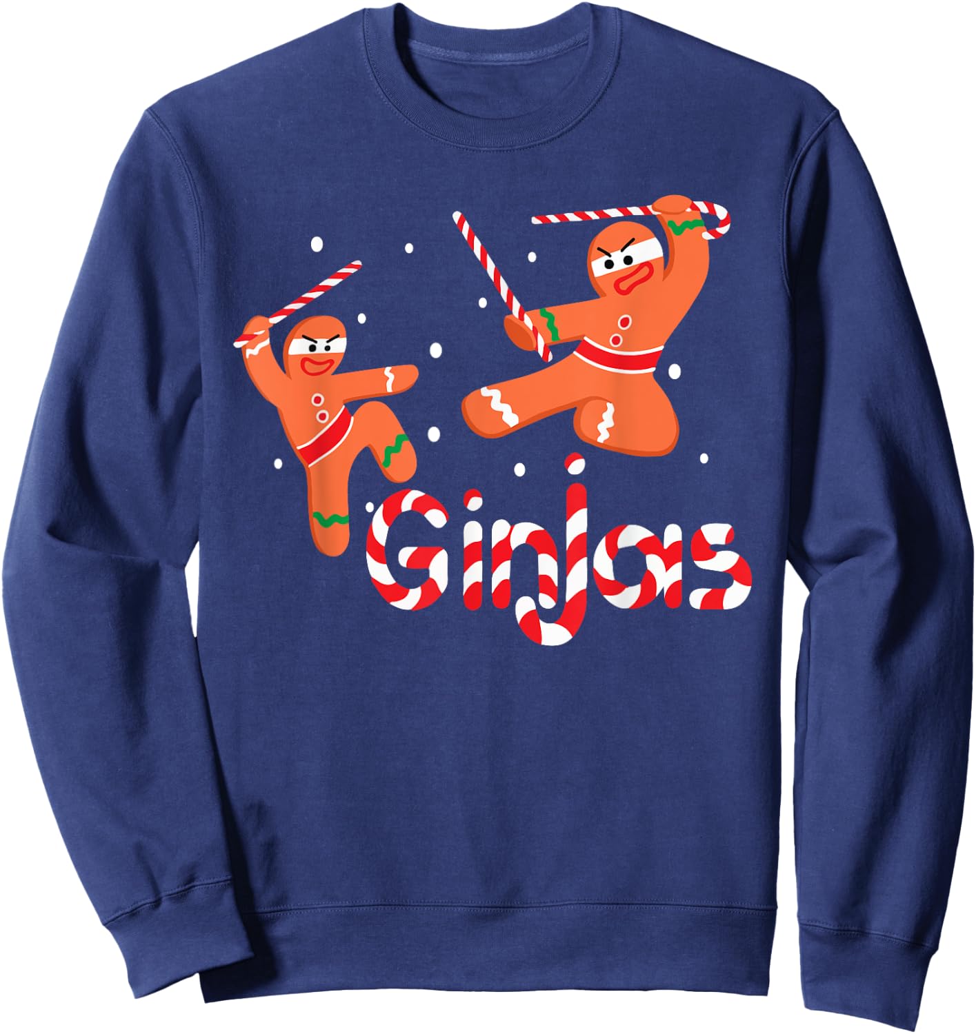 Ginjas Shirt Gingerbread Men Ninjas Christmas Gift Sweatshirt - Sweatshirt | Navy