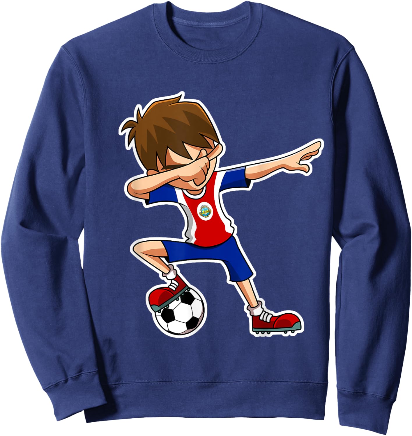 Dabbing Soccer Boy Costa Rica Shirt, Costa Rican Flag Jersey Sweatshirt - Sweatshirt | Navy