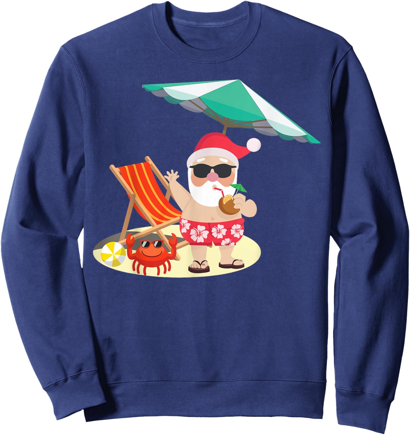 Santa Claus Beach Funny Summer Christmas In July Men Women Kids Sweatshirt - Sweatshirt | Navy