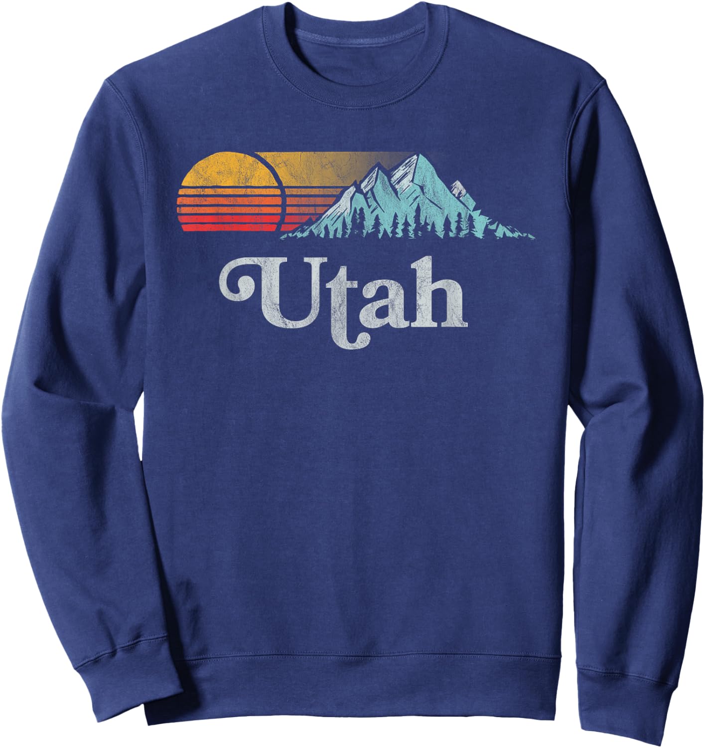 Utah Vintage Mountain Sunset Eighties Retro Graphic Sweatshirt - Sweatshirt | Navy
