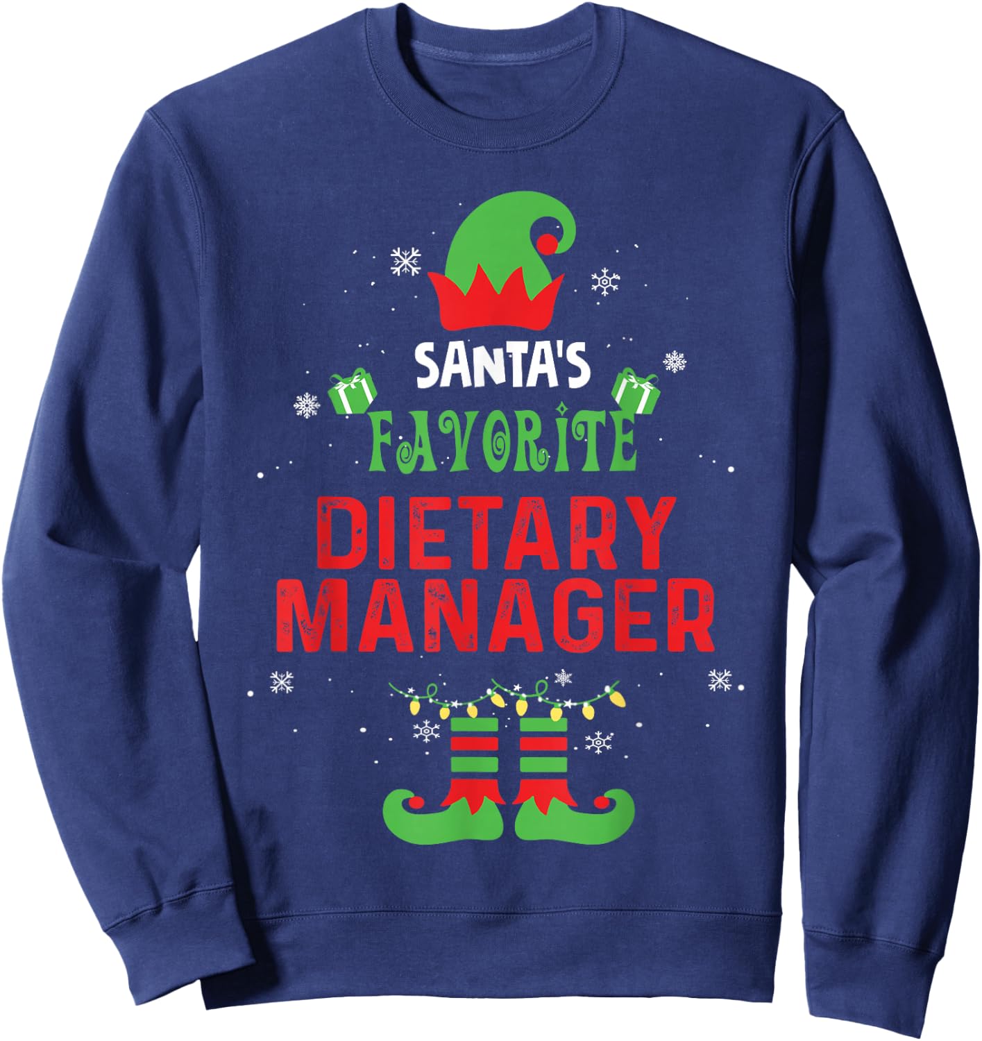 Santa's Favorite Dietary Manager Funny Family Xmas Sweatshirt - Sweatshirt | Navy