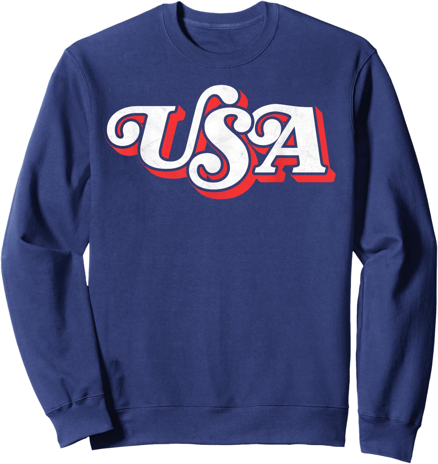 Vintage USA Retro Typography Patriotic 4th of July 80's Sweatshirt - Sweatshirt | Navy