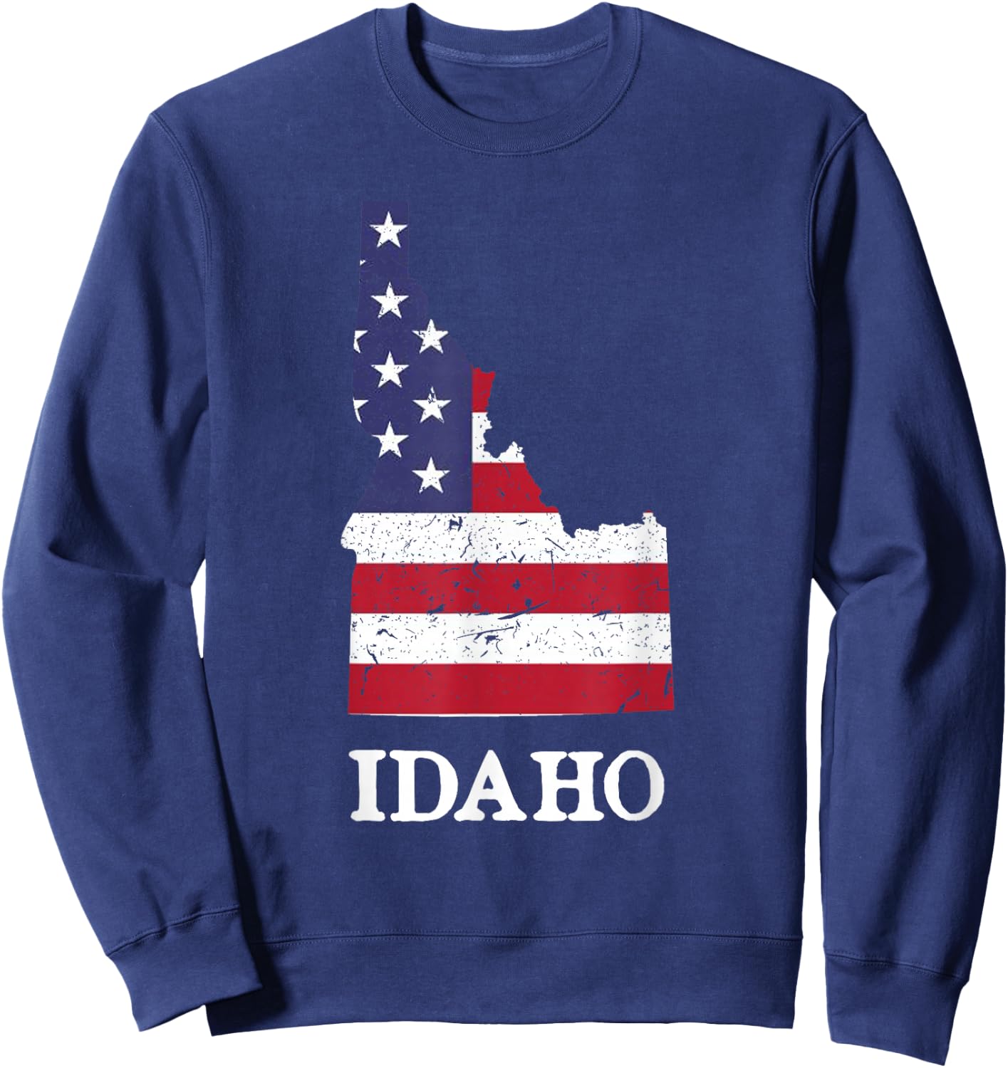 Idaho Map State American Flag Shirt 4th Of July Pride Sweatshirt - Sweatshirt | Navy