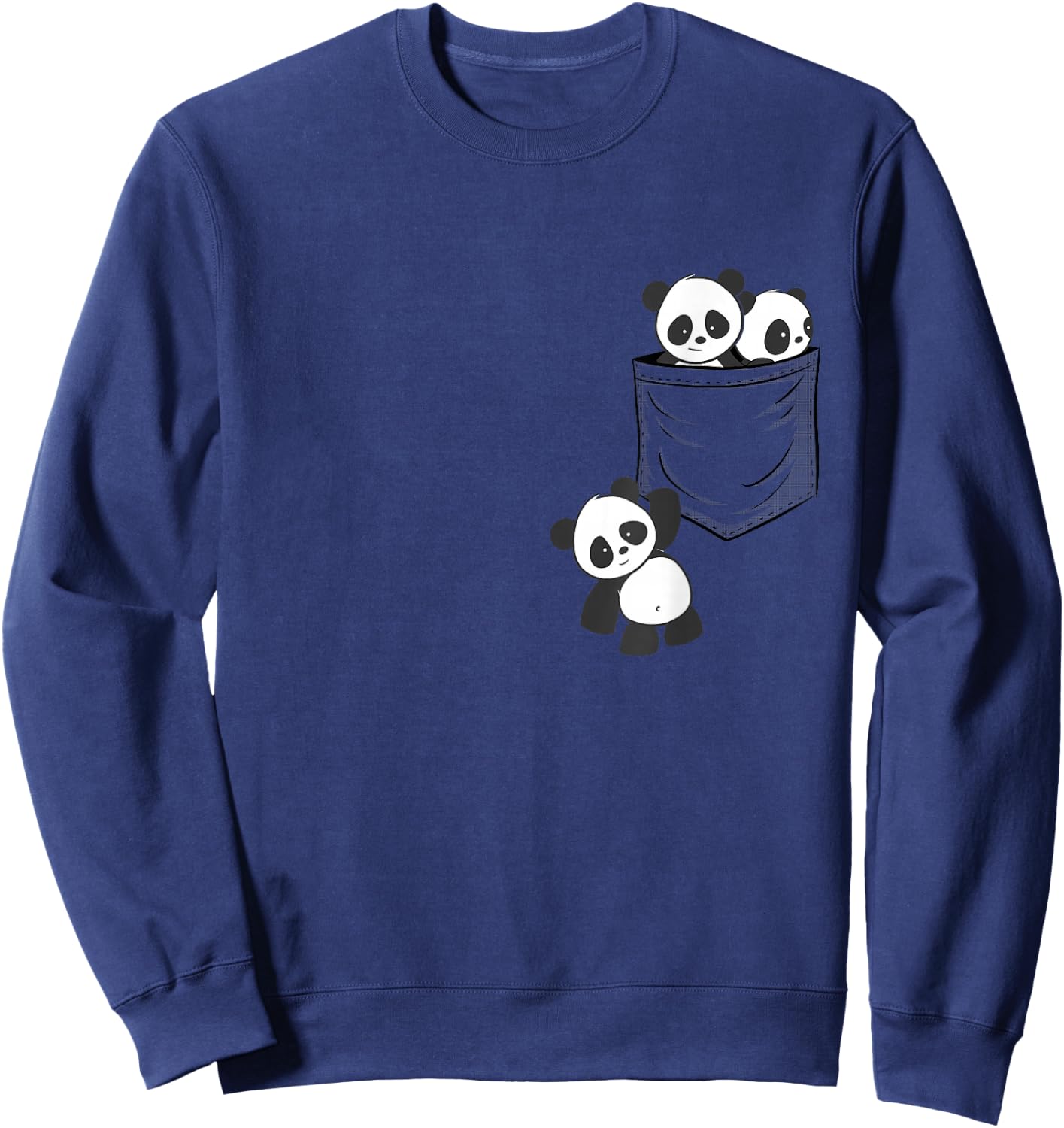 for Panda Lovers Cute Kawaii Baby Pandas in Pocket Small Sweatshirt - Sweatshirt | Navy