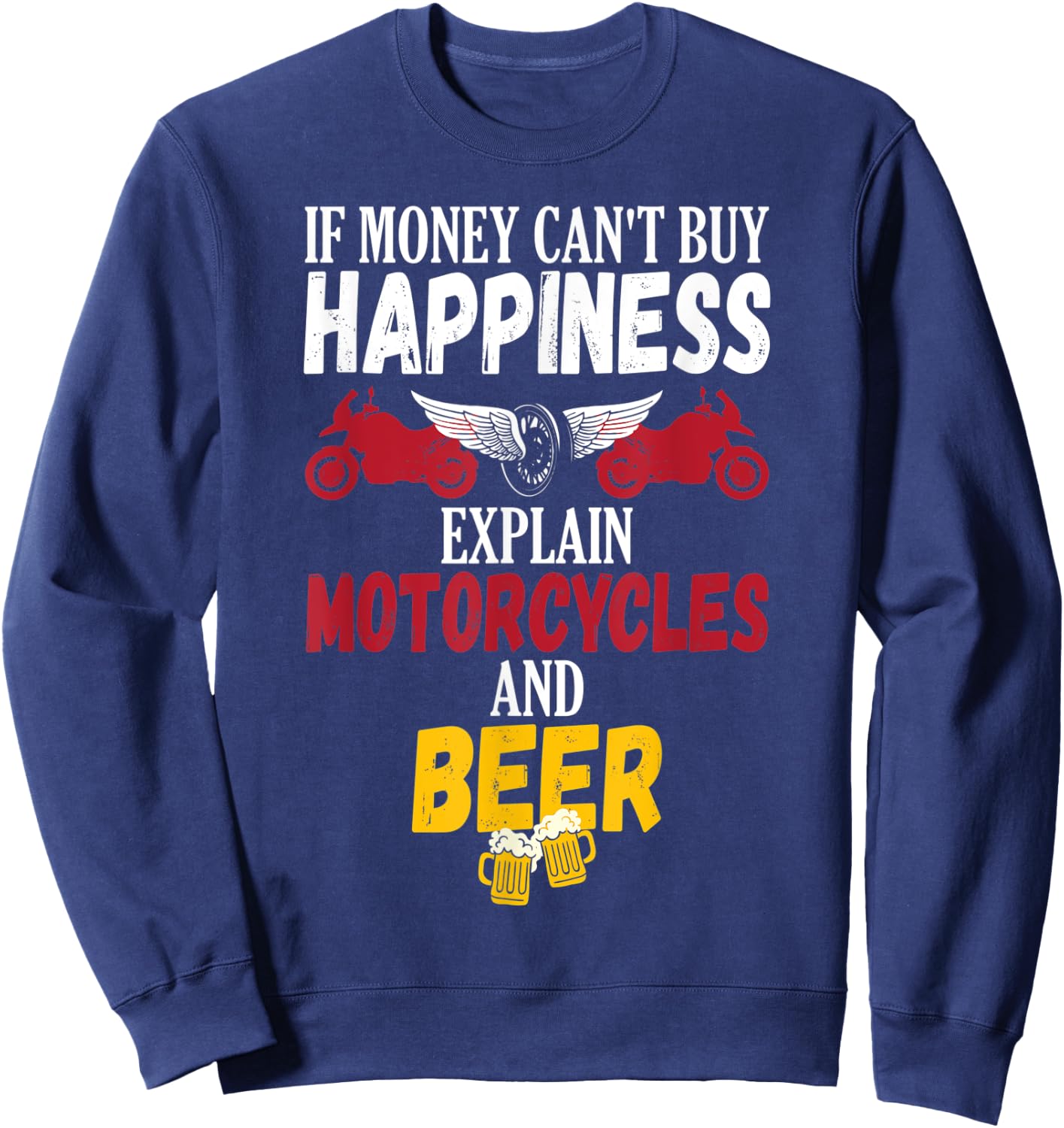 Funny Beer Drinker Motorcycle Biker Sweatshirt - Sweatshirt | Navy