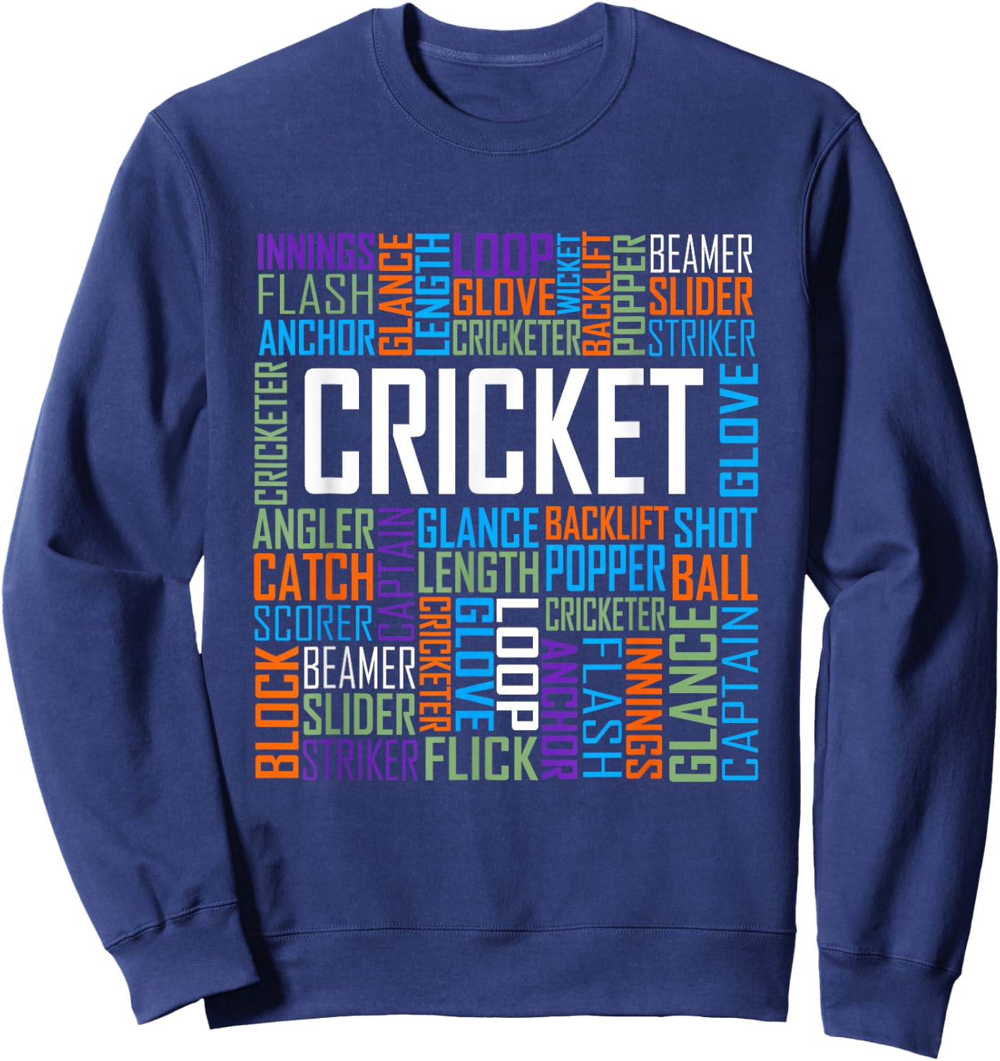 Cricket Lover Words Gift Sweatshirt - Sweatshirt | Navy