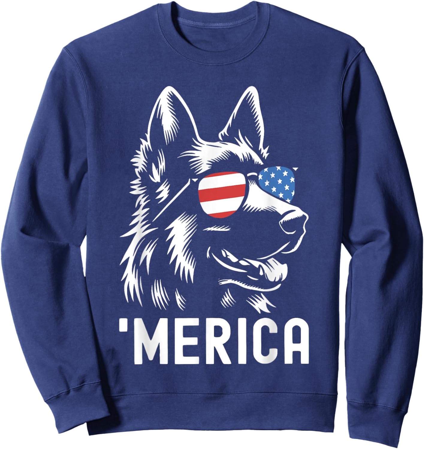 German Shepherd 4th of July Merica Sweatshirt - Sweatshirt | Navy