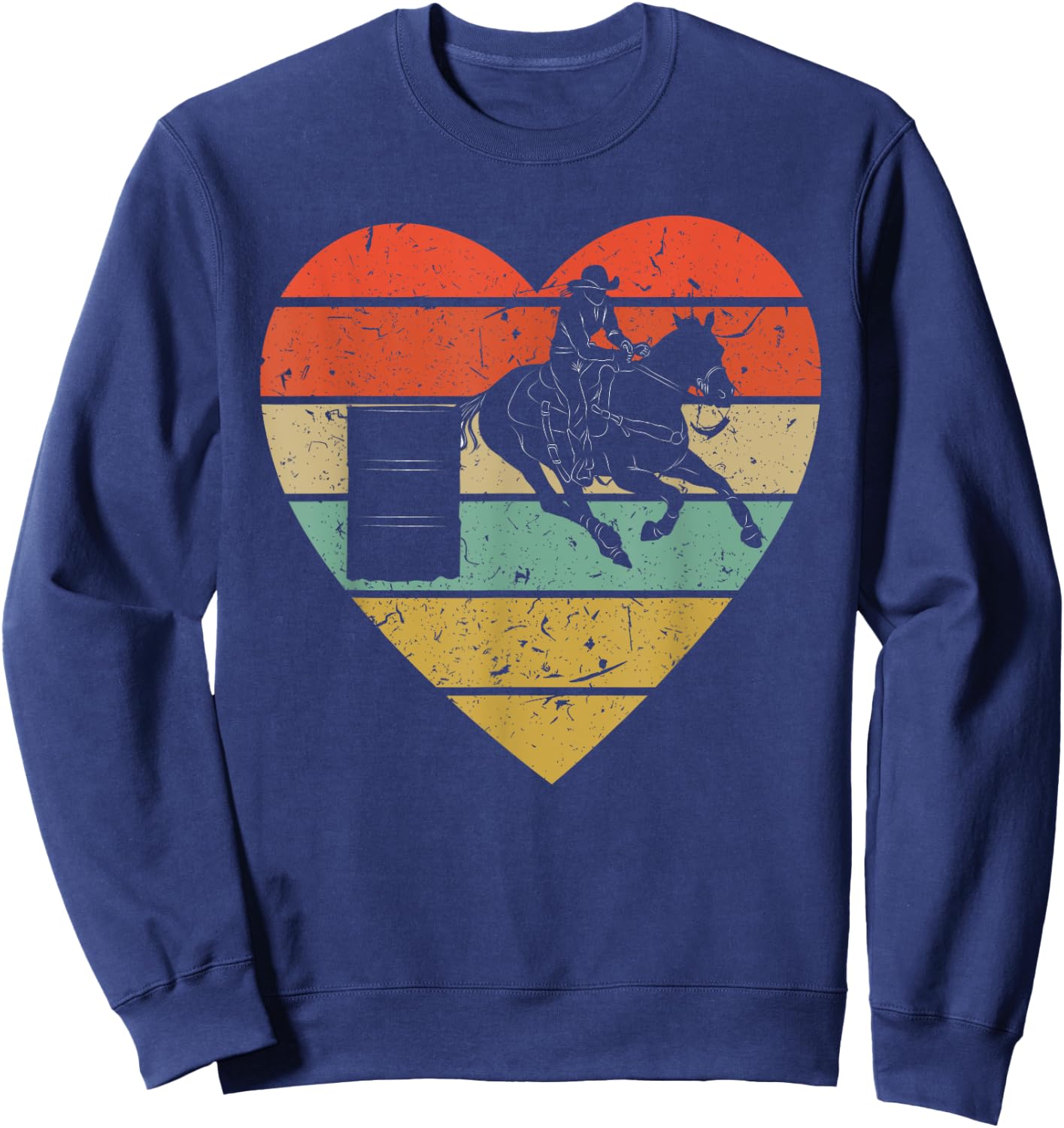 Barrel Racing Vintage Design | Retro Horse Rider Heart Sport Sweatshirt - Sweatshirt | Navy