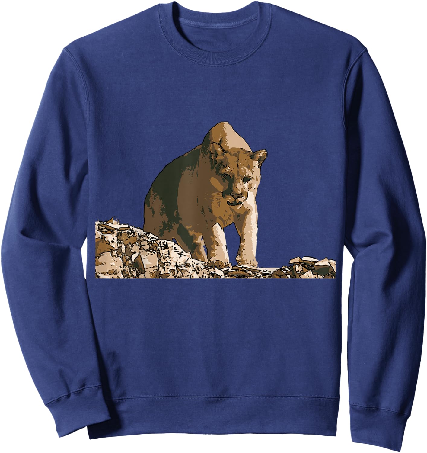 Mountain Lion Wildlife Poster Sweatshirt - Sweatshirt | Navy
