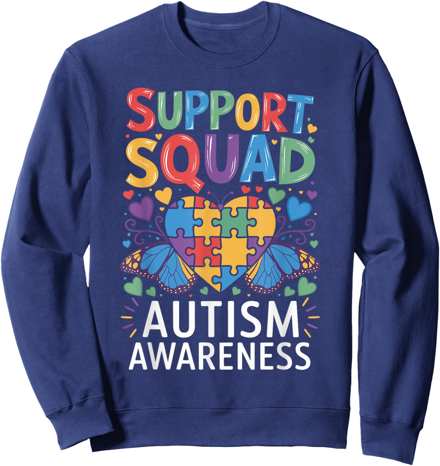 Autism Awareness Support Squad Sweatshirt - Sweatshirt | Navy