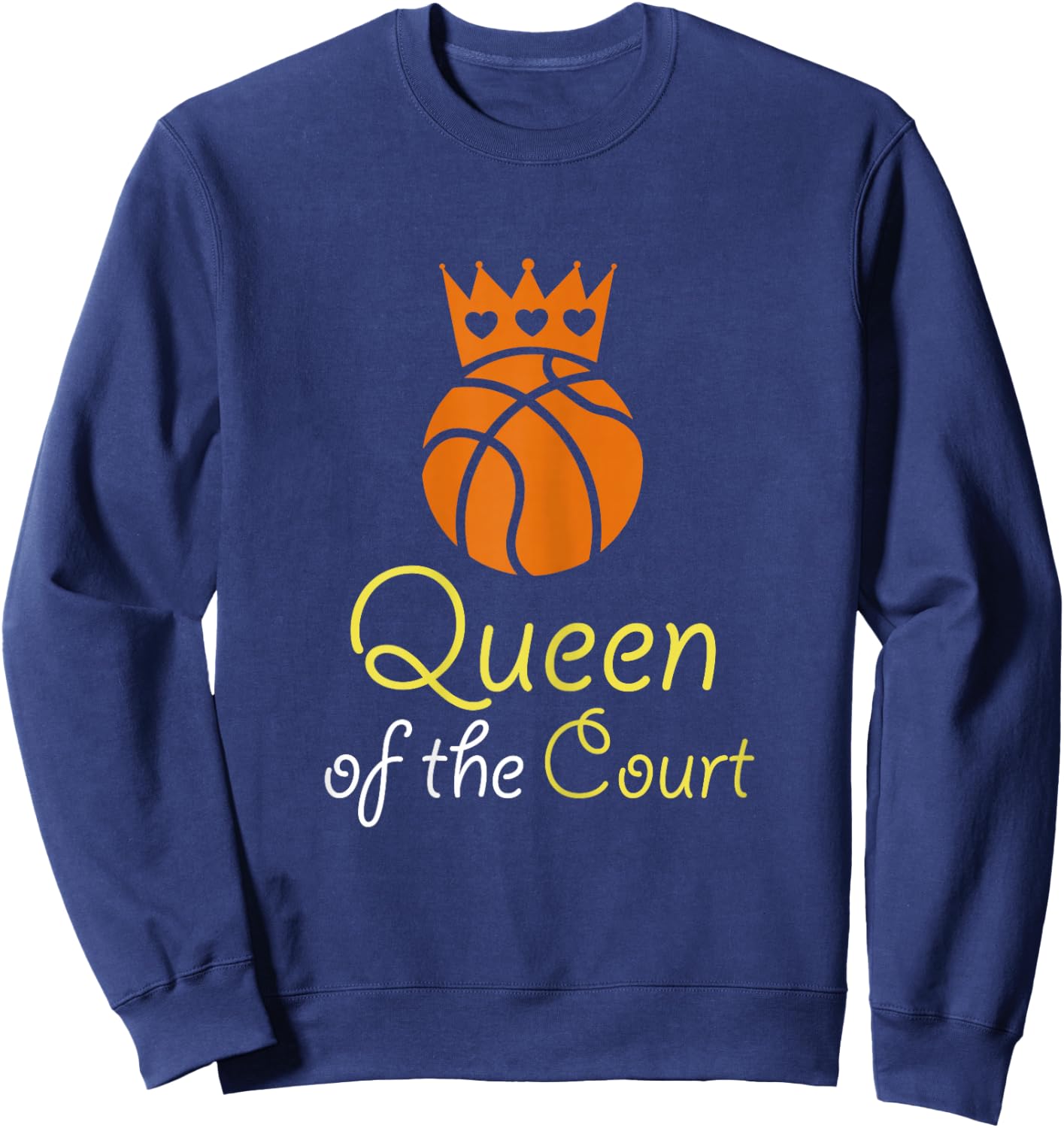 Basketball Shirts for Girls Teens Queen Court T Shirt Gift Sweatshirt - Sweatshirt | Navy