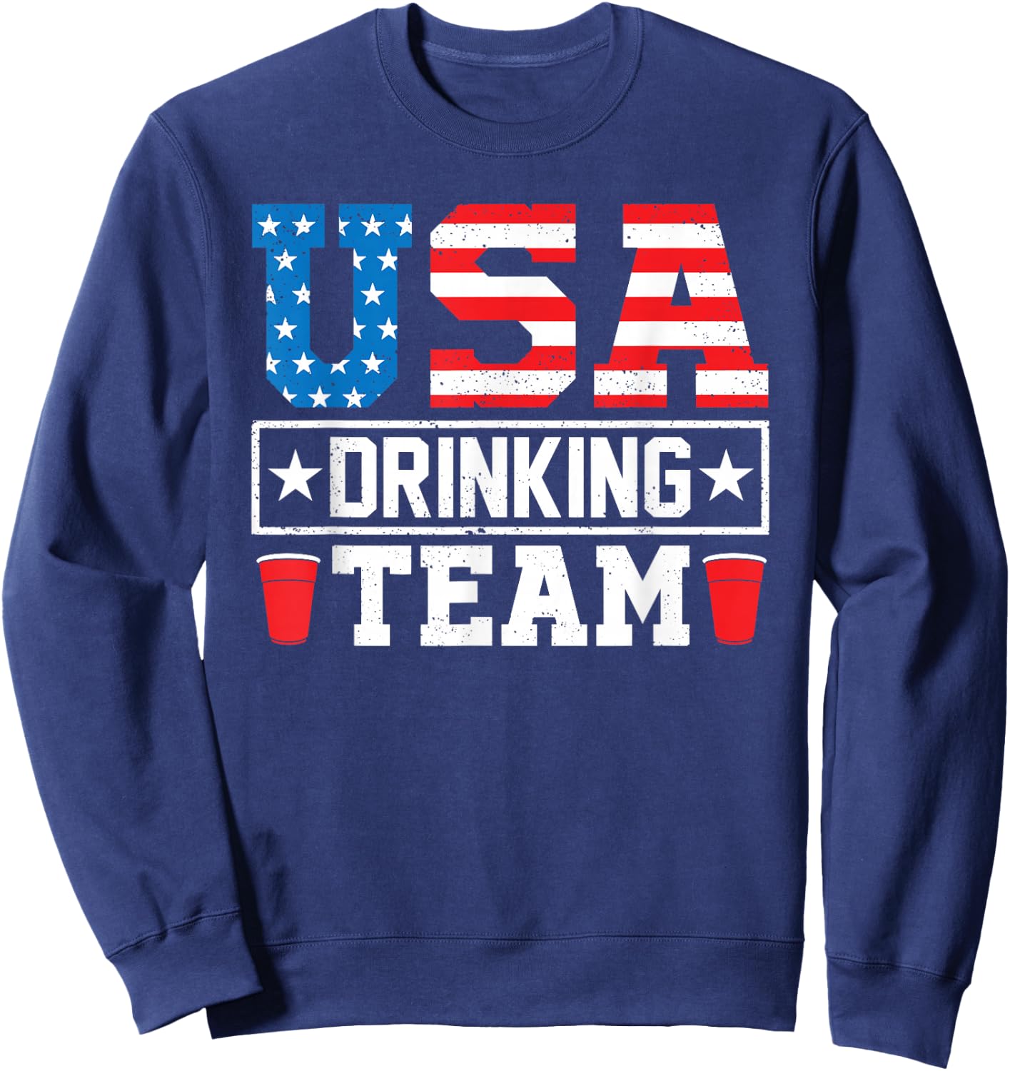 USA Drinking Team Funny Drinking Beer Lover Sweatshirt - Sweatshirt | Navy