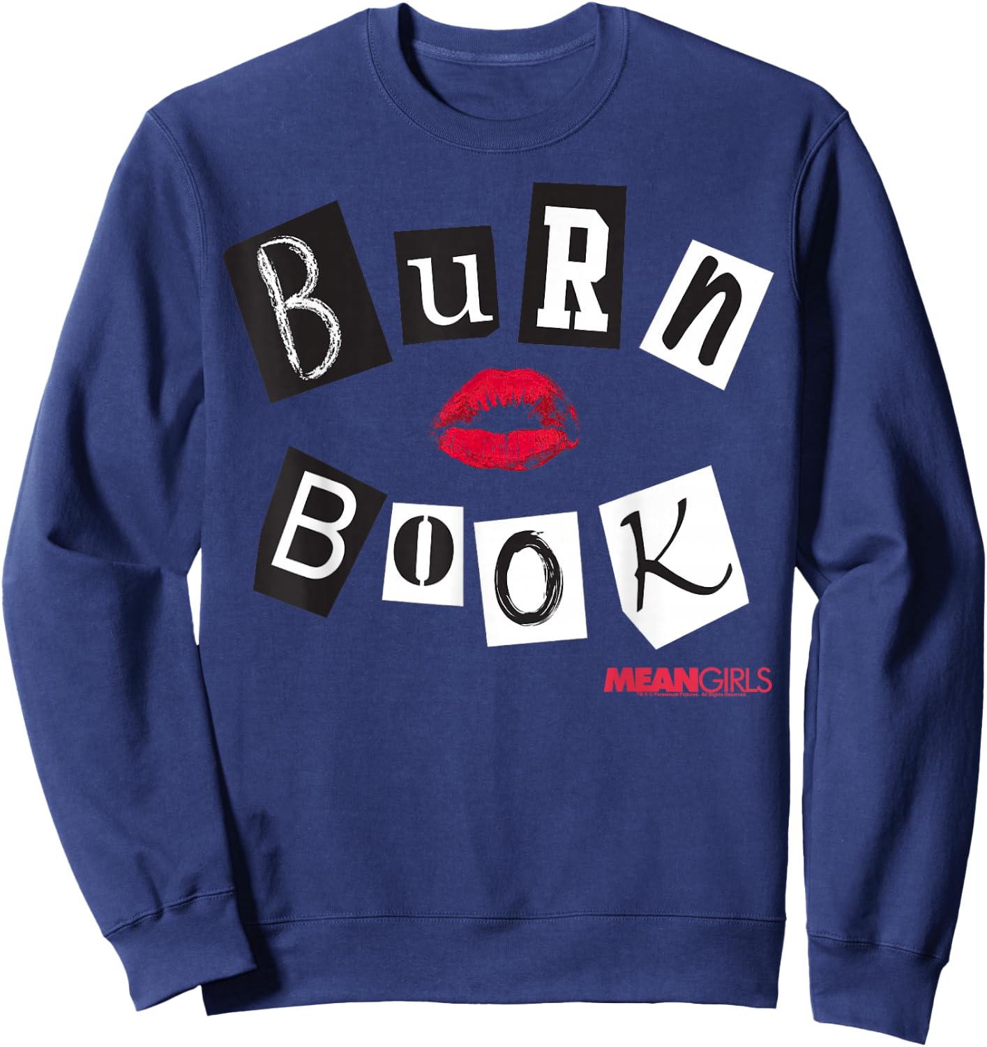 Mean Girls Burn Book Cover Kissy Lips Logo Sweatshirt - Sweatshirt | Navy