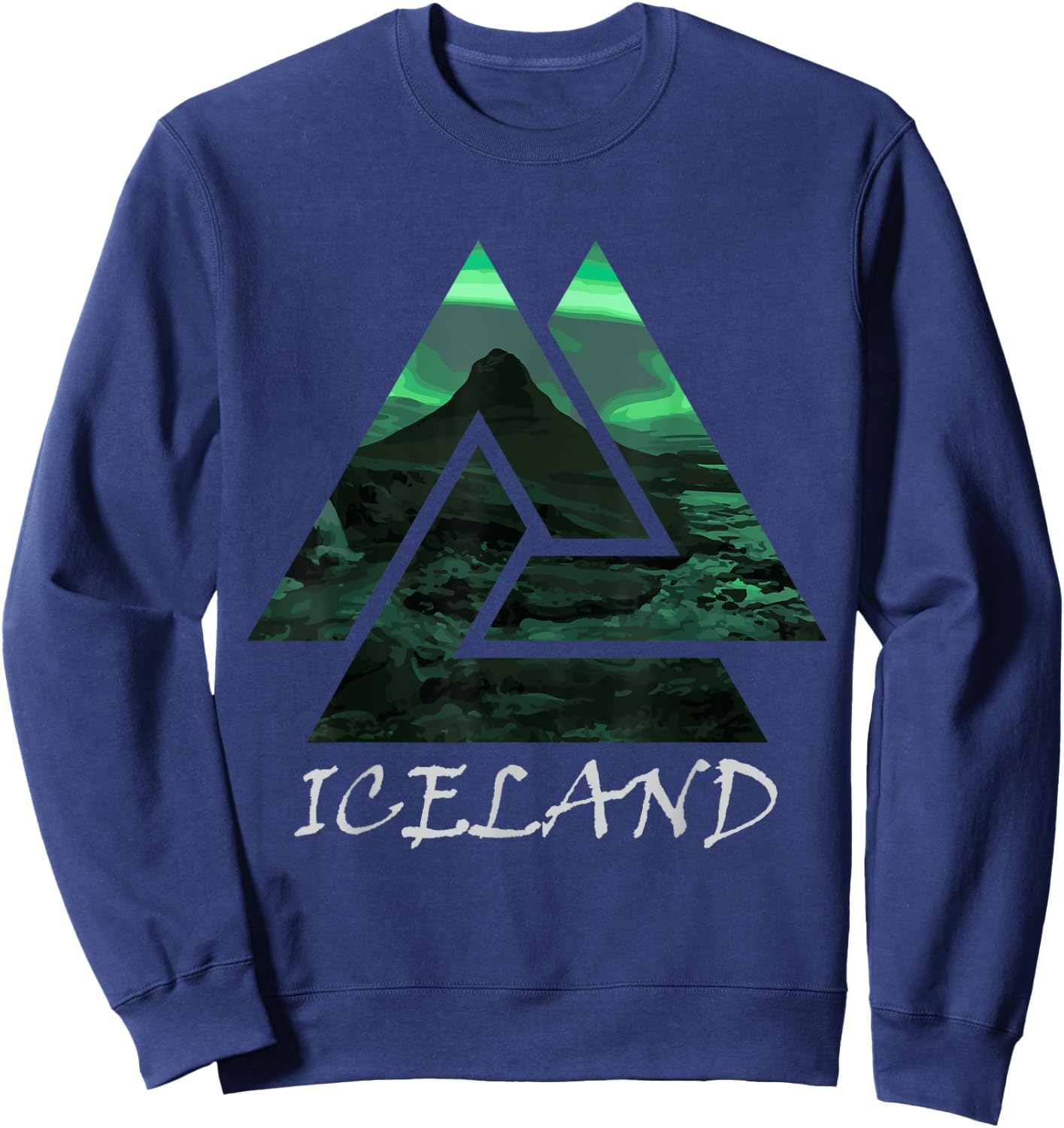 Iceland Northern Lights Triangle , Nature Sweatshirt - Sweatshirt | Navy