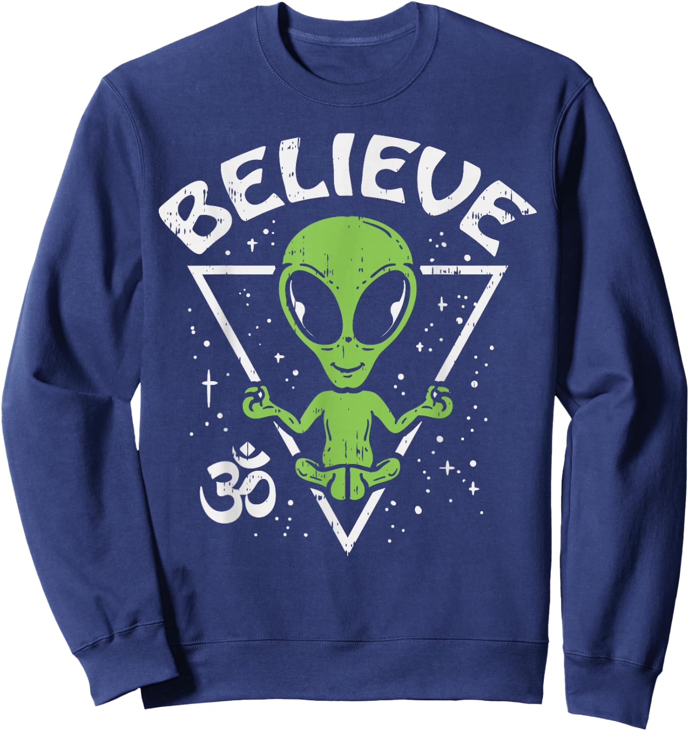 Meditating Alien Believe Zen Inner Peace ET Ufo Yoga Om Sweatshirt - Sweatshirt | Navy