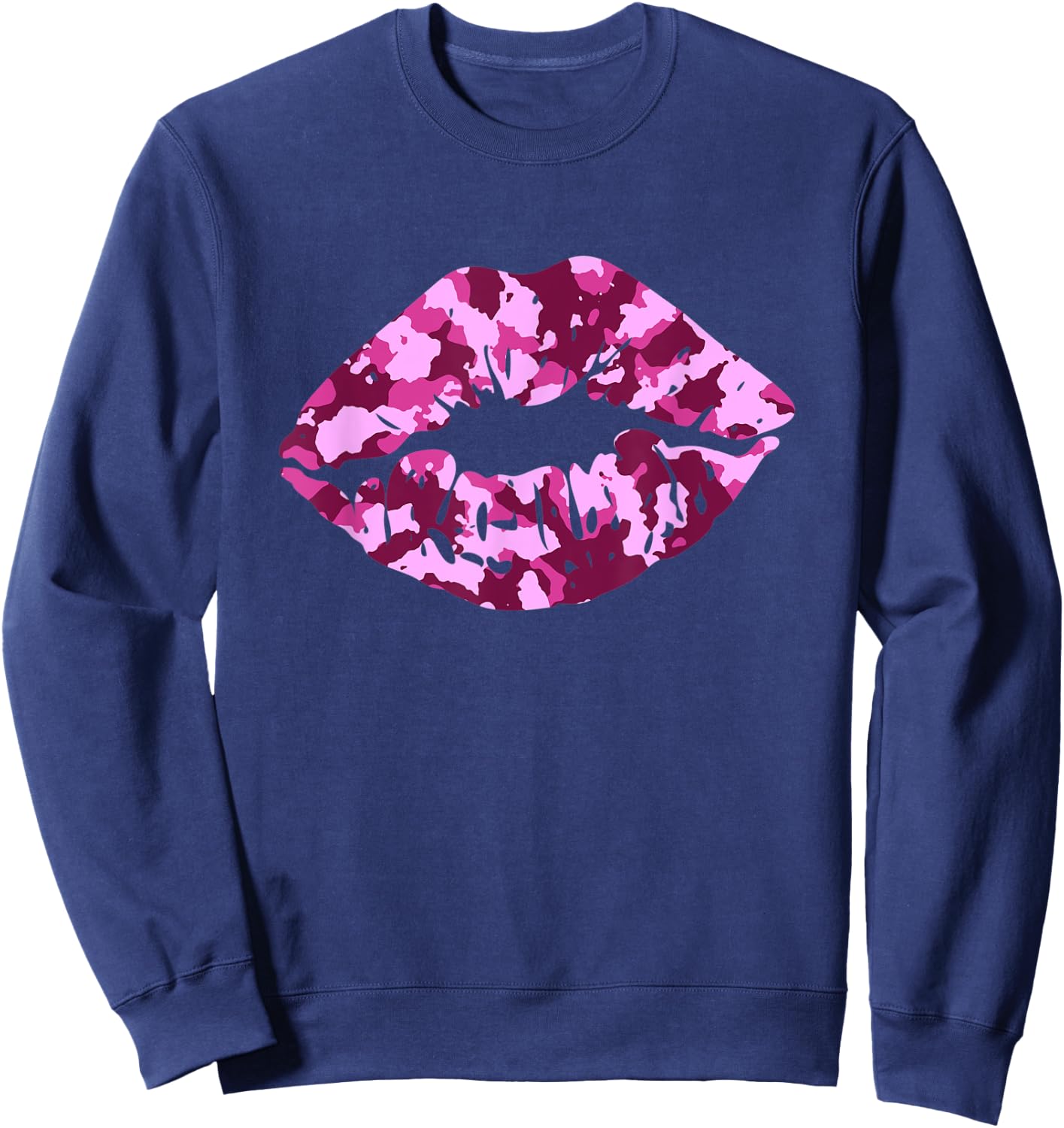 Pink Camo Kiss Military Soldier Camouflage Lips Gift Sweatshirt - Sweatshirt | Navy
