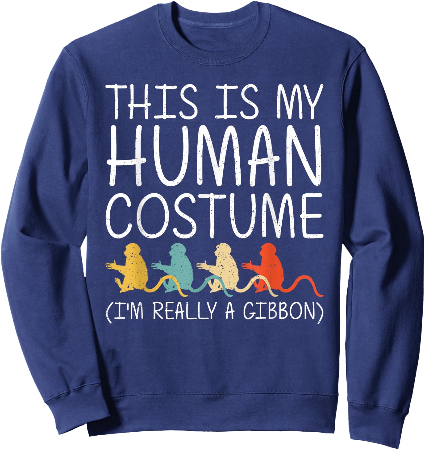 Gibbon Halloween Human Costume Lesser ape Lar Easy DIY Gift Sweatshirt - Sweatshirt | Navy