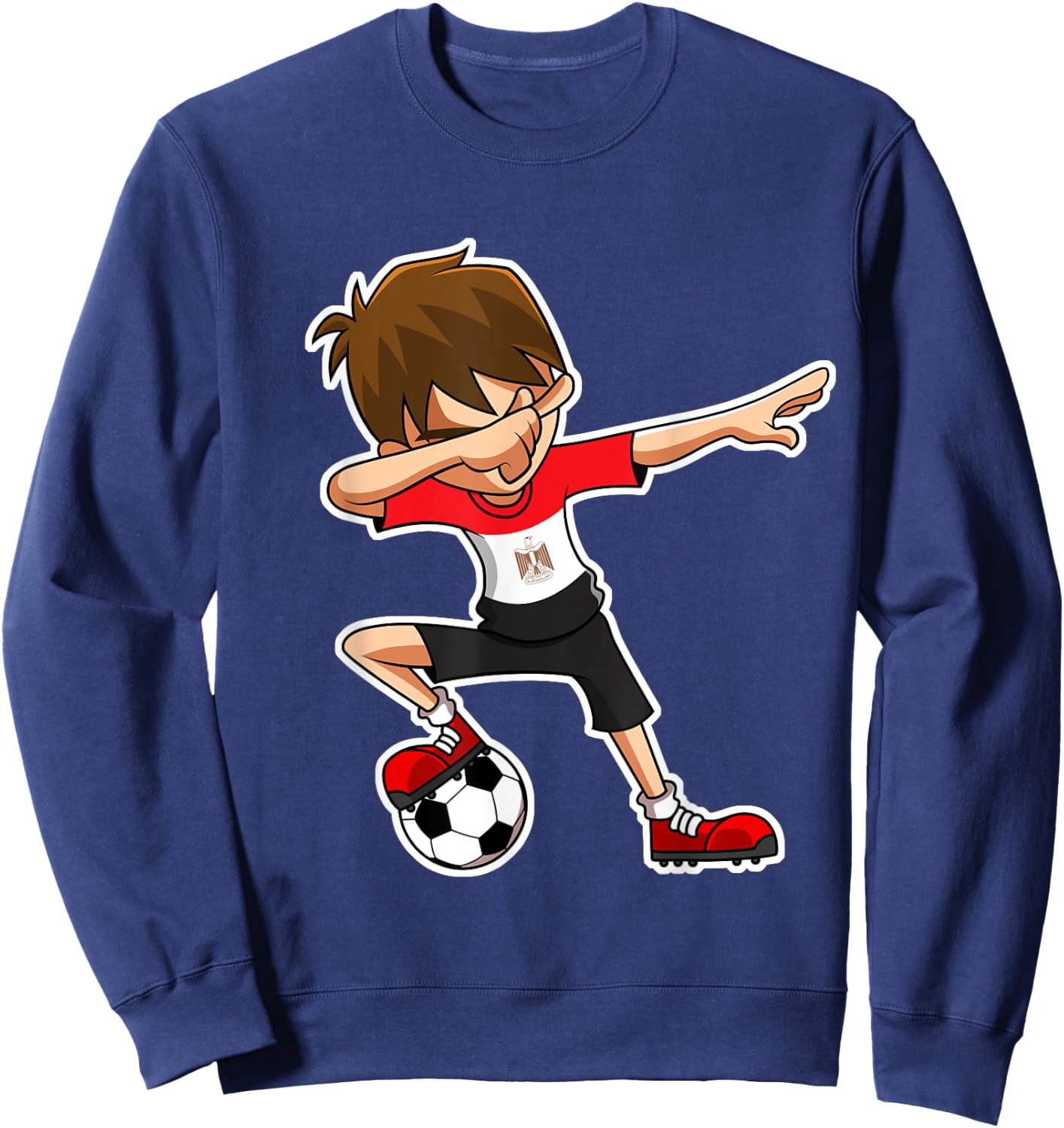 Dabbing Soccer Boy Egypt Jersey, Egyptian Kids Dab Gifts Sweatshirt - Sweatshirt | Navy