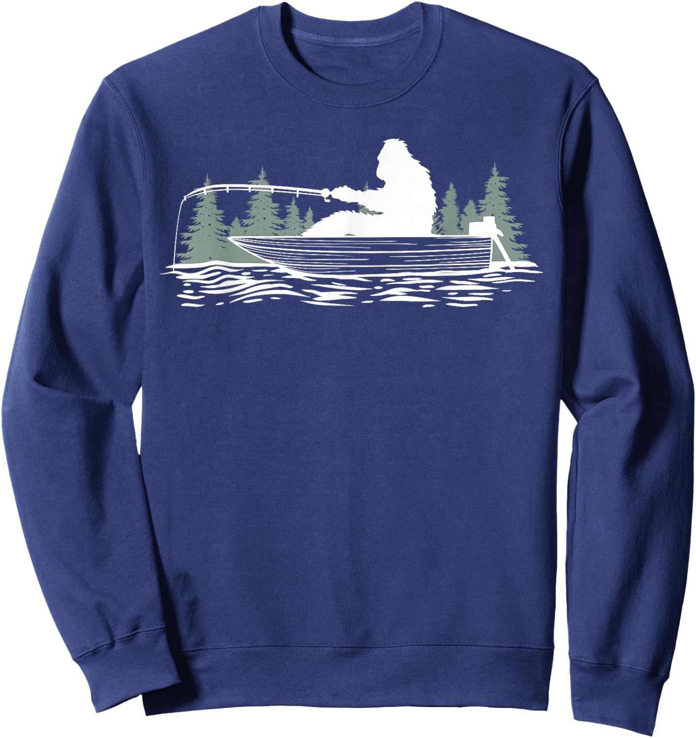 Big foot fishing, Cool Fishing Fisherman Bigfoot Sasquatch Sweatshirt - Sweatshirt | Navy