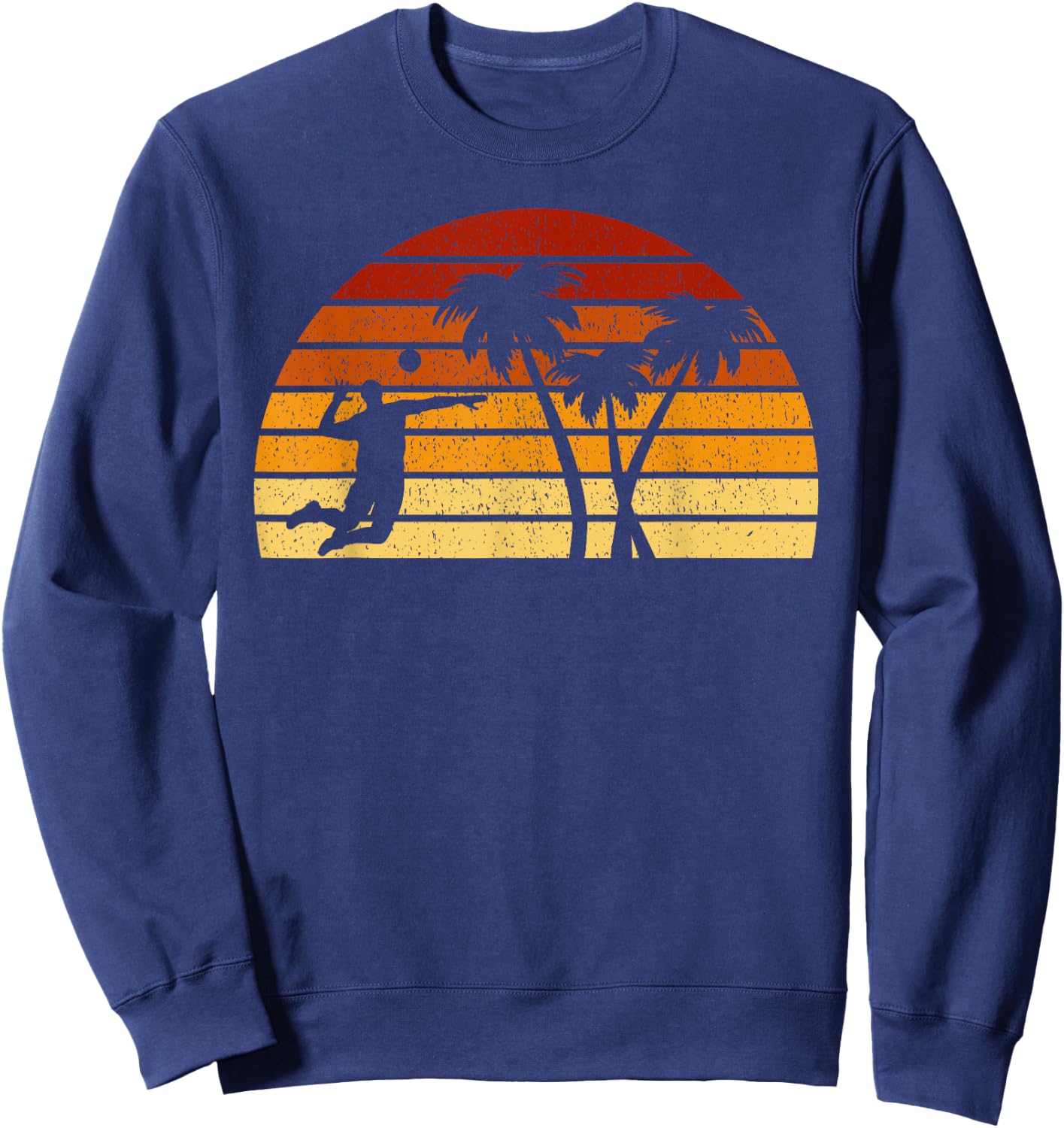 Vintage Sun Volleyball Gift Volleyball Players Sweatshirt - Sweatshirt | Navy