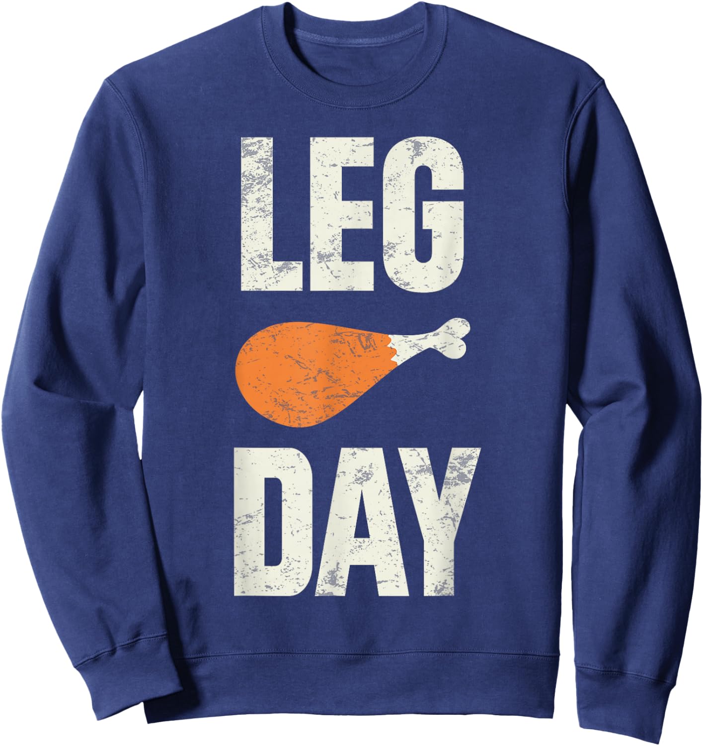 Funny Thanksgiving Leg Day Turkey Retro Black Short Sleeve -Adults Kids Small Sweatshirt - Sweatshirt | Navy