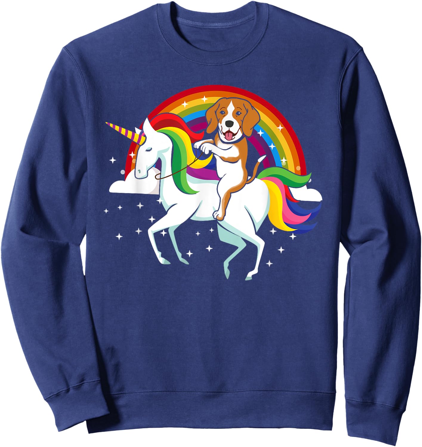 Funny Beagle Dog Riding Unicorn Rainbow Cute Gifts Men Women Kids Sweatshirt - Sweatshirt | Navy
