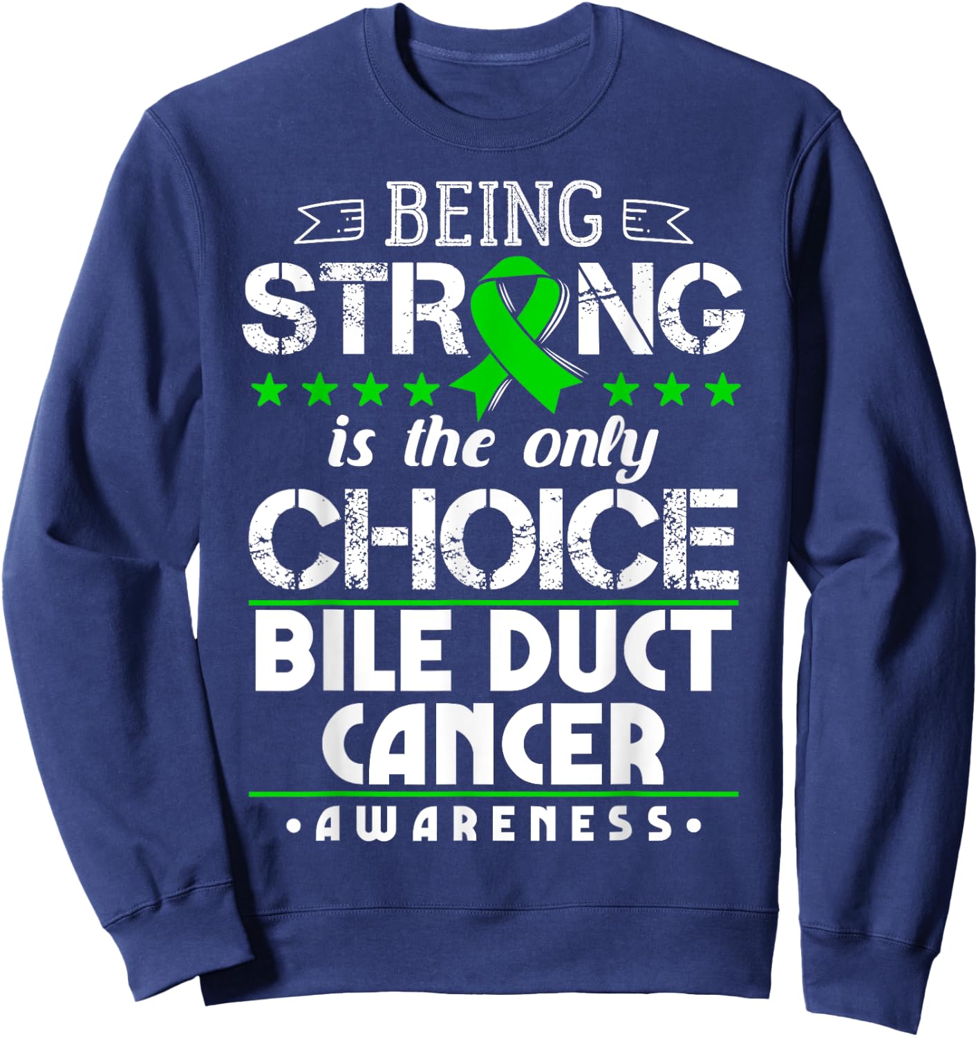 Green Ribbon Cholangiocarcinoma Awareness Sweatshirt - Sweatshirt | Navy