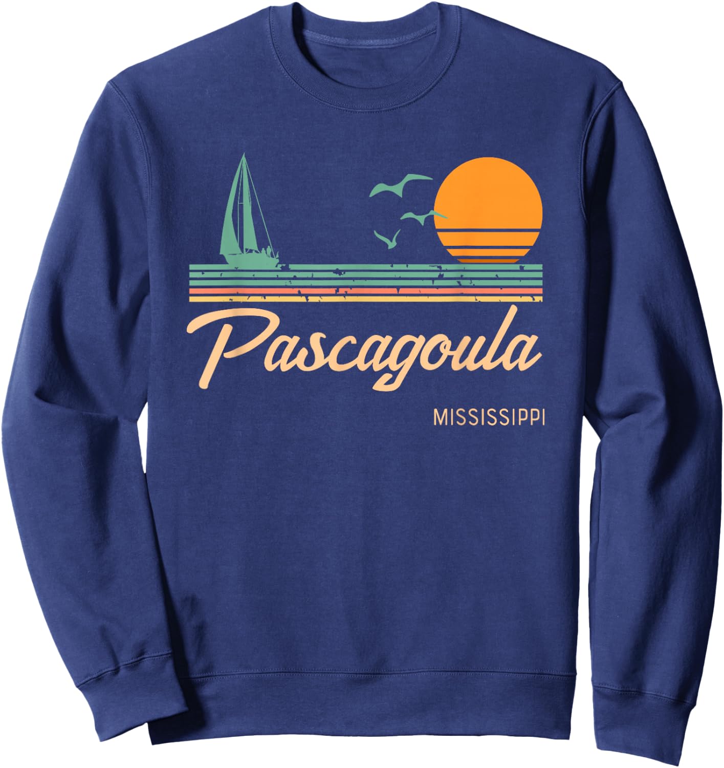 Vintage Pascagoula Mississippi Sweatshirt - Sweatshirt | Navy