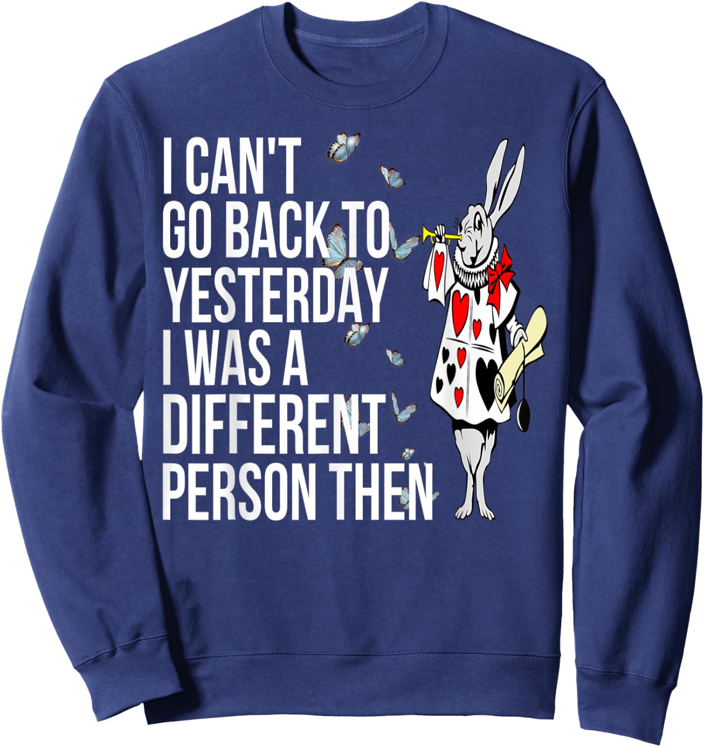 WHITE RABBIT Alice in Wonderland-Men Women Kids T Shirt Sweatshirt - Sweatshirt | Navy