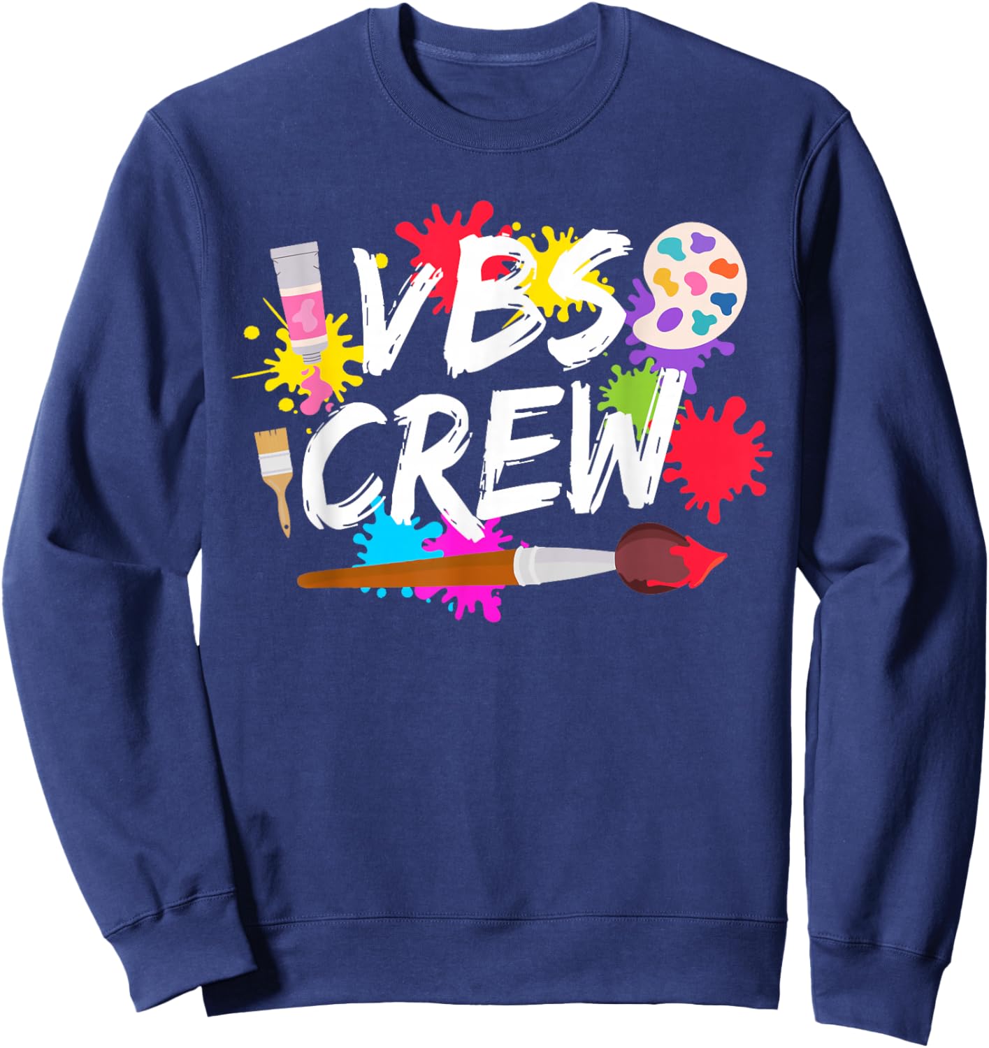 I Love VBS 2026 Crew Vacation Bible School Paint Splatter Sweatshirt - Sweatshirt | Navy