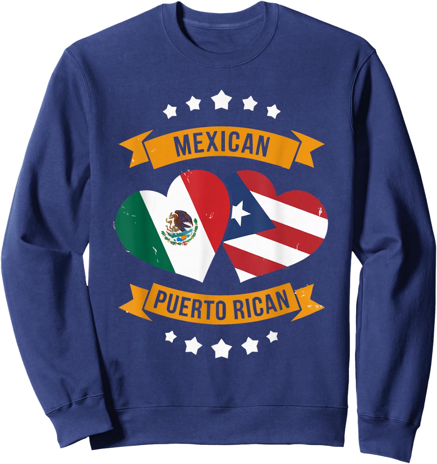 Half Mexican Half Puerto Rican Puerto Rico Flag Mexico Sweatshirt - Sweatshirt | Navy