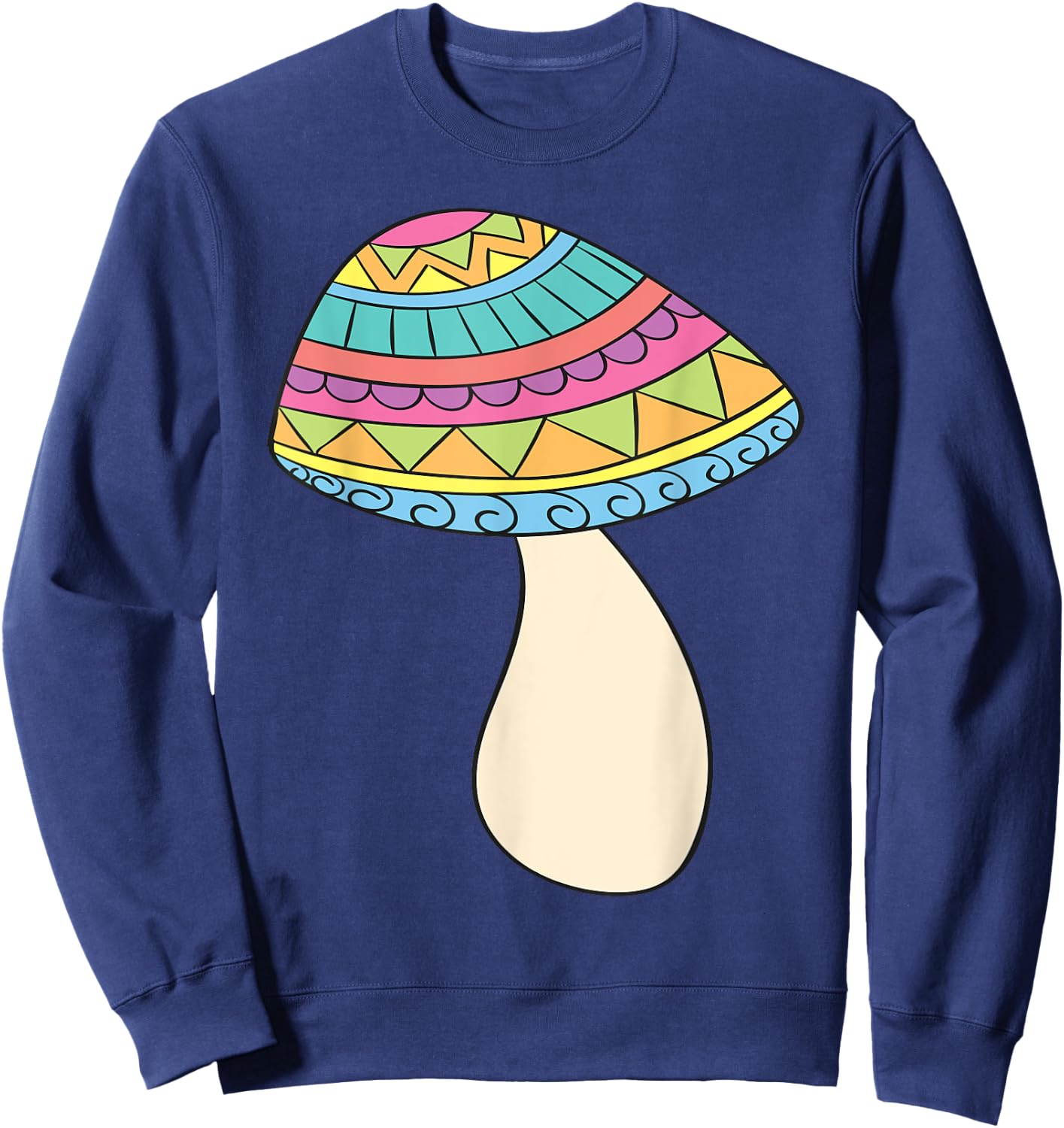 PSYCHEDELIC MUSHROOM Trippy Fungi Rainbow Shirt Sweatshirt - Sweatshirt | Navy