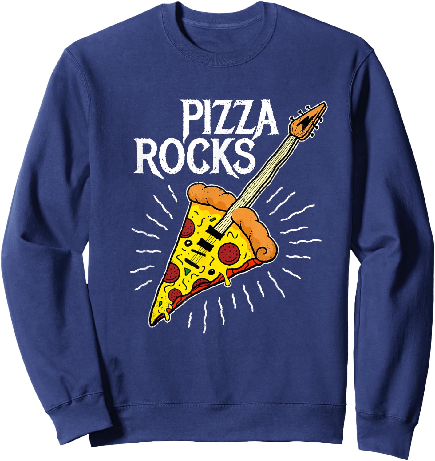 Pizza Guitar Shirt - Funny Pizza Rocks Sweatshirt - Sweatshirt | Navy