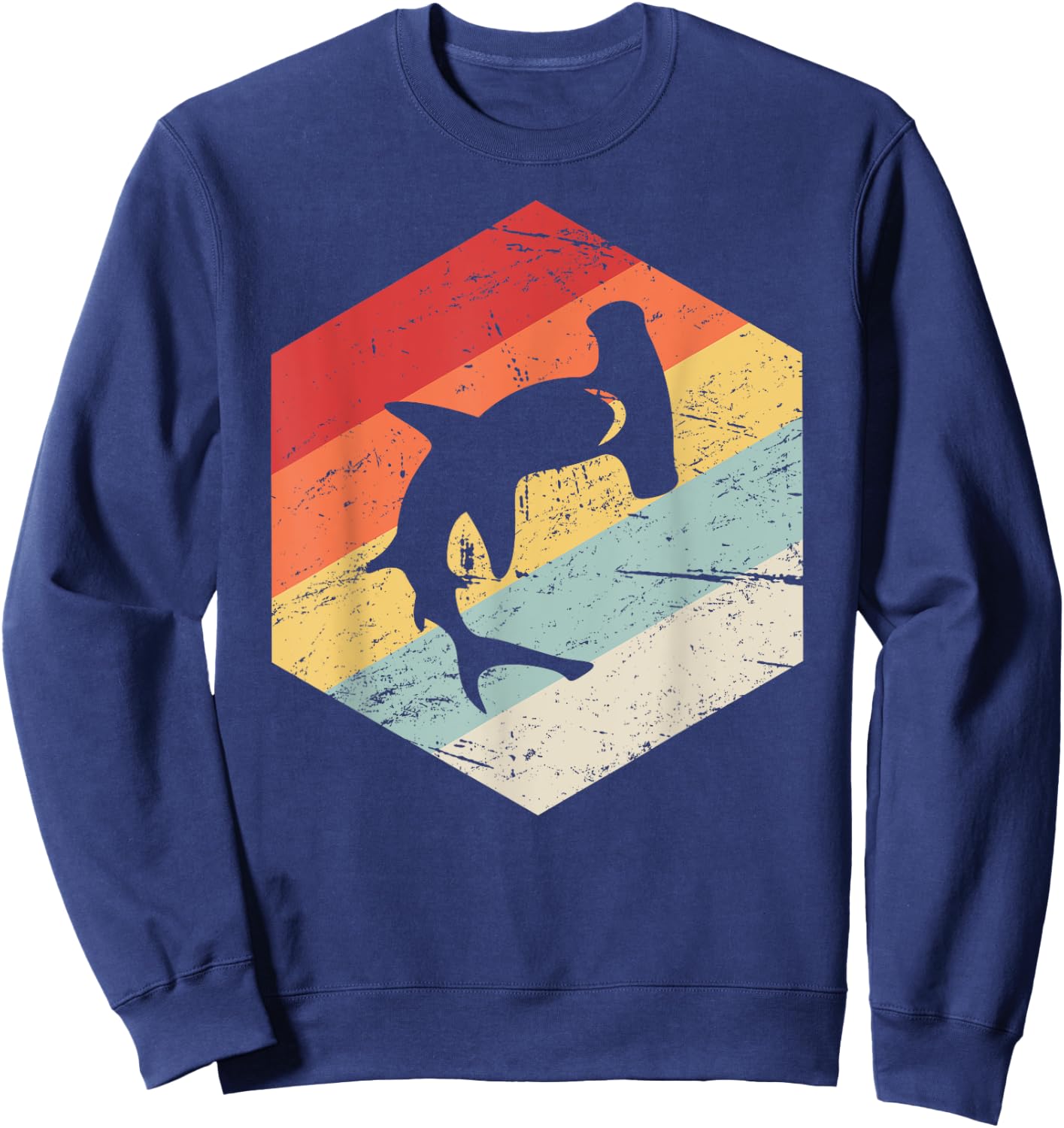 Retro Hammerhead Shark Sweatshirt - Sweatshirt | Navy