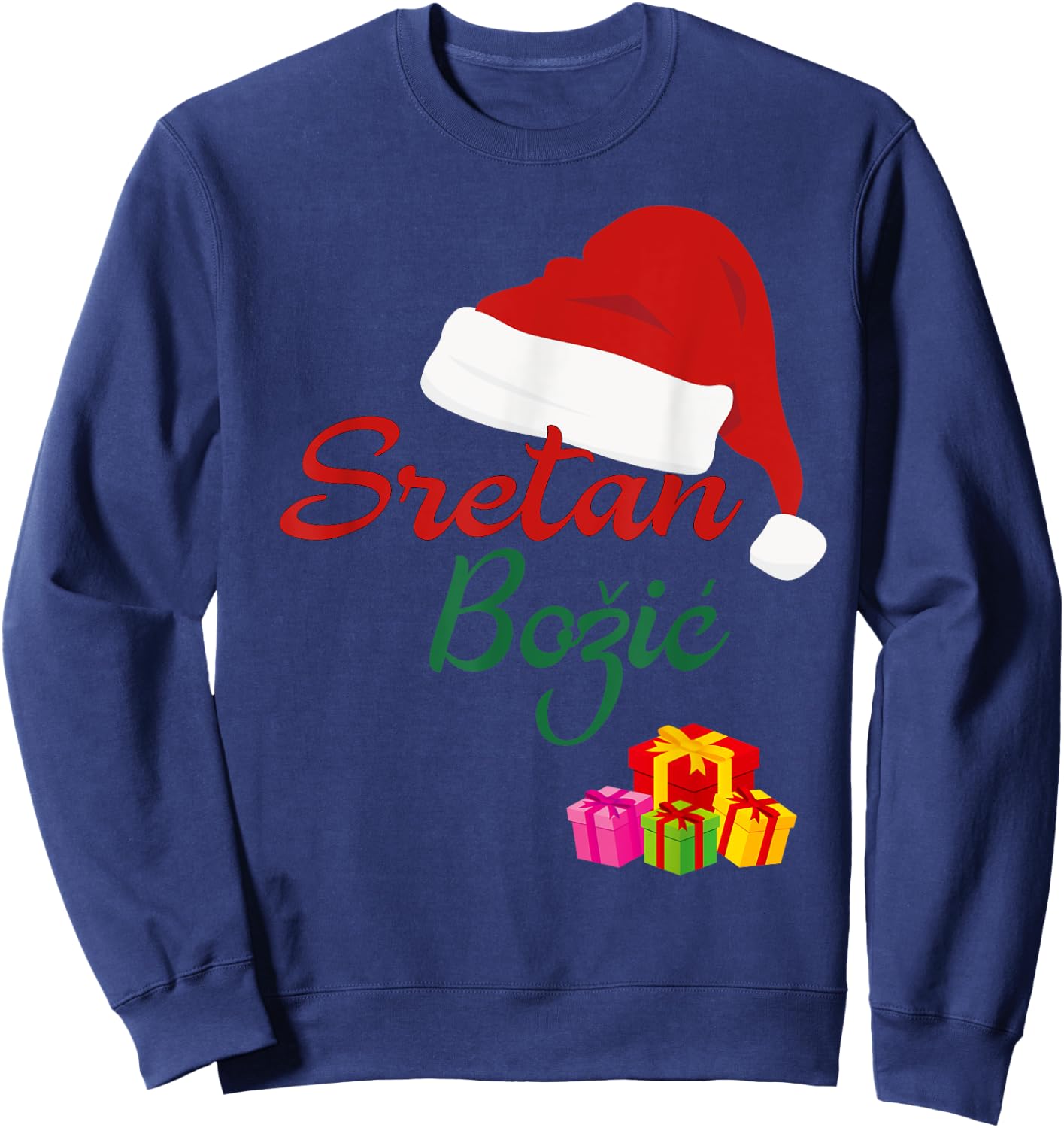 Merry Christmas Sretan Bozic Hrvatski Croatian Gift Hrvatska Sweatshirt - Sweatshirt | Navy