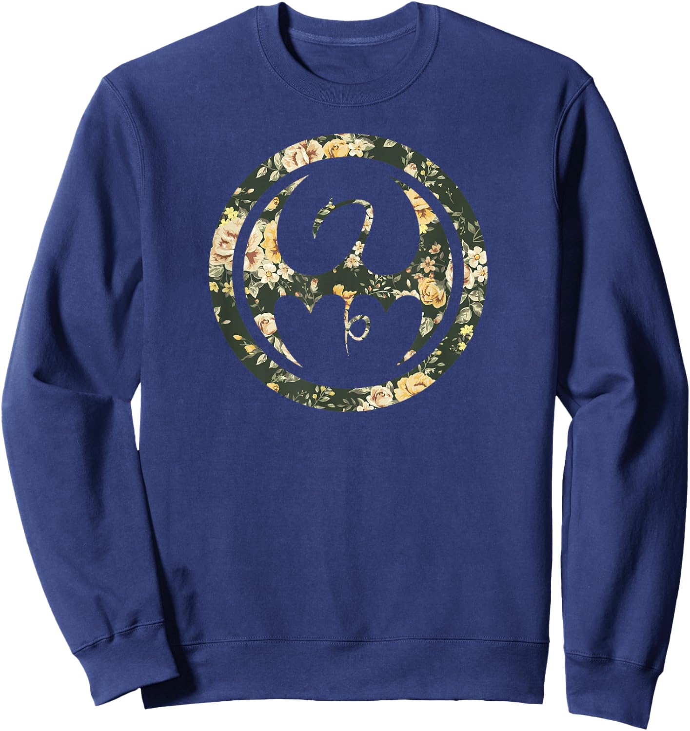 Marvel Iron Fist Retro Dragon Logo Floral Hawaiian Sweatshirt - Sweatshirt | Navy