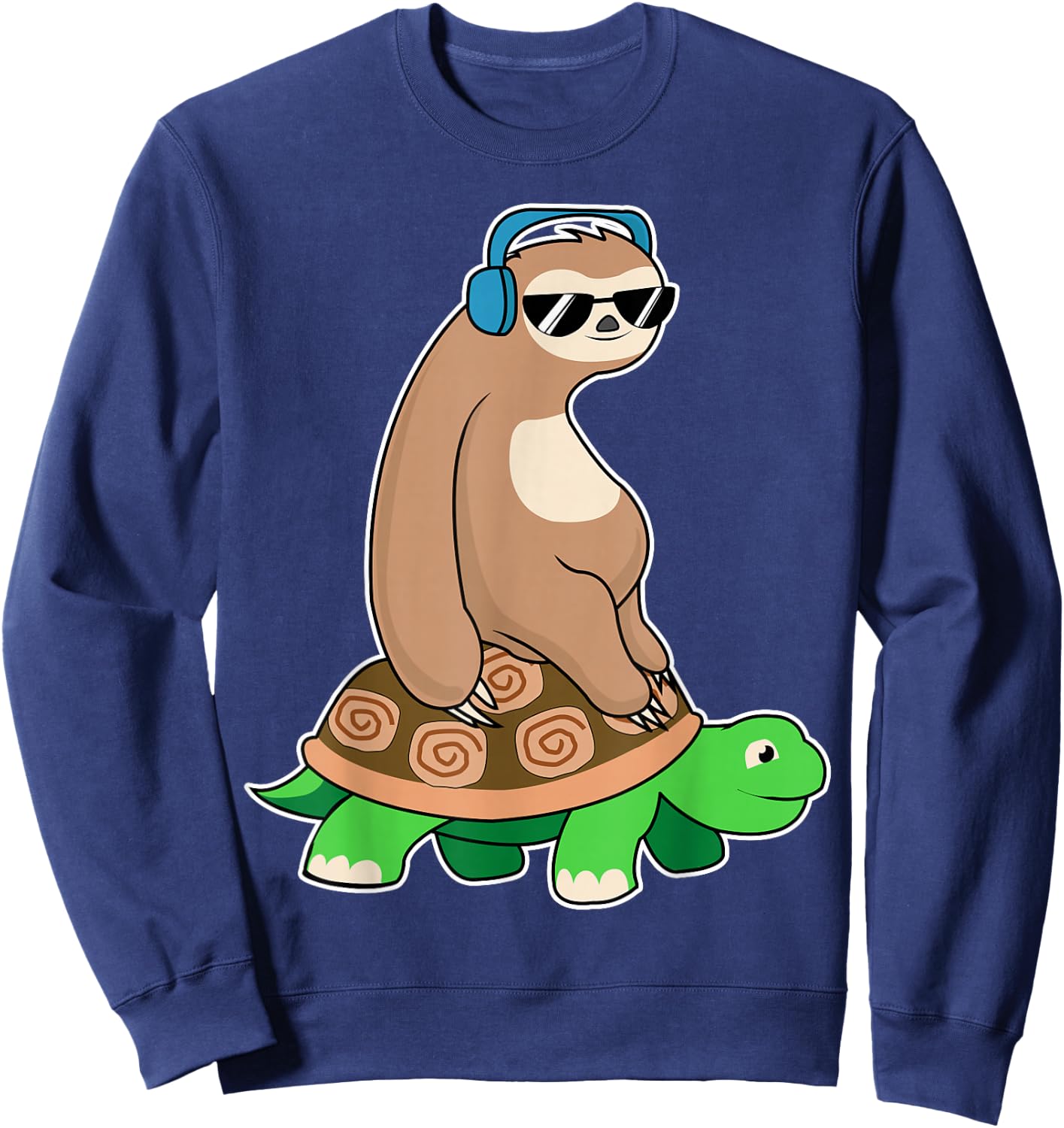 Sloth Riding Turtle - Lazy Sloth T Shirt Gift Sweatshirt - Sweatshirt | Navy