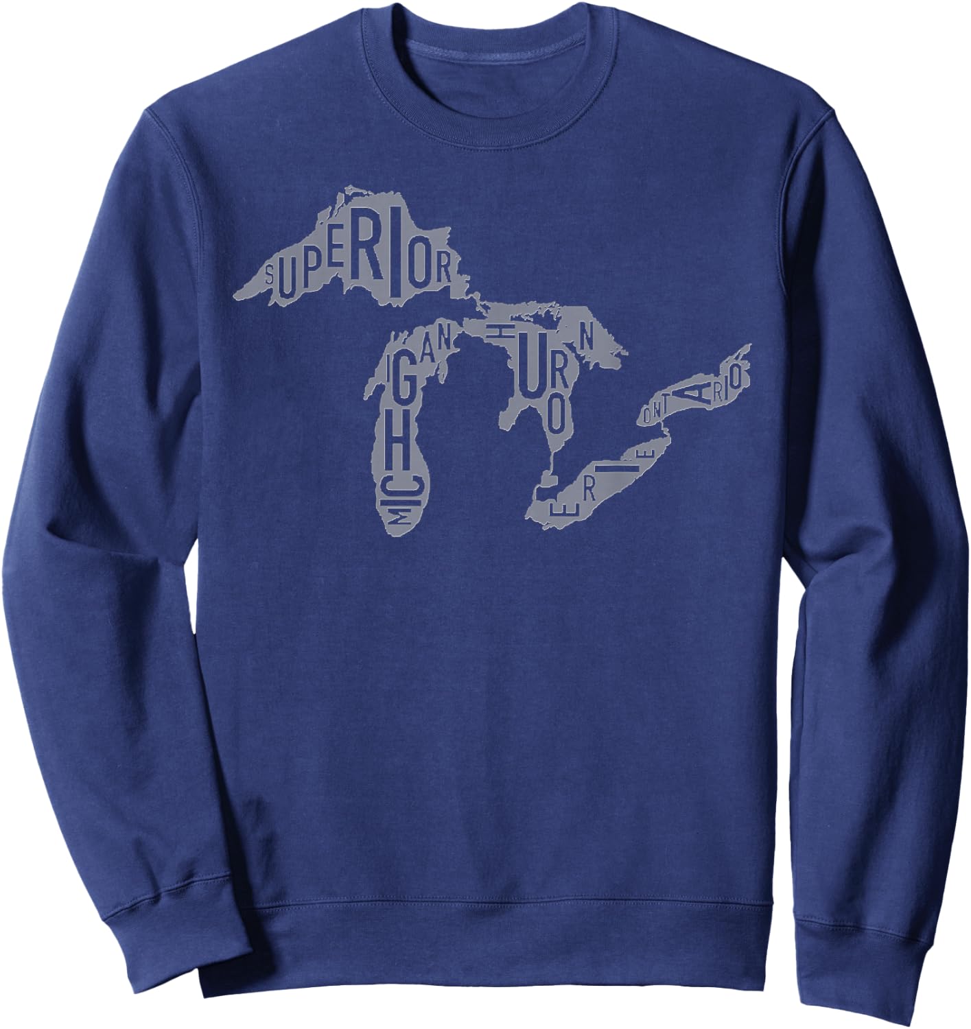 Great Lakes Michigan, Superior, Huron, Erie, Ontario Sweatshirt - Sweatshirt | Navy