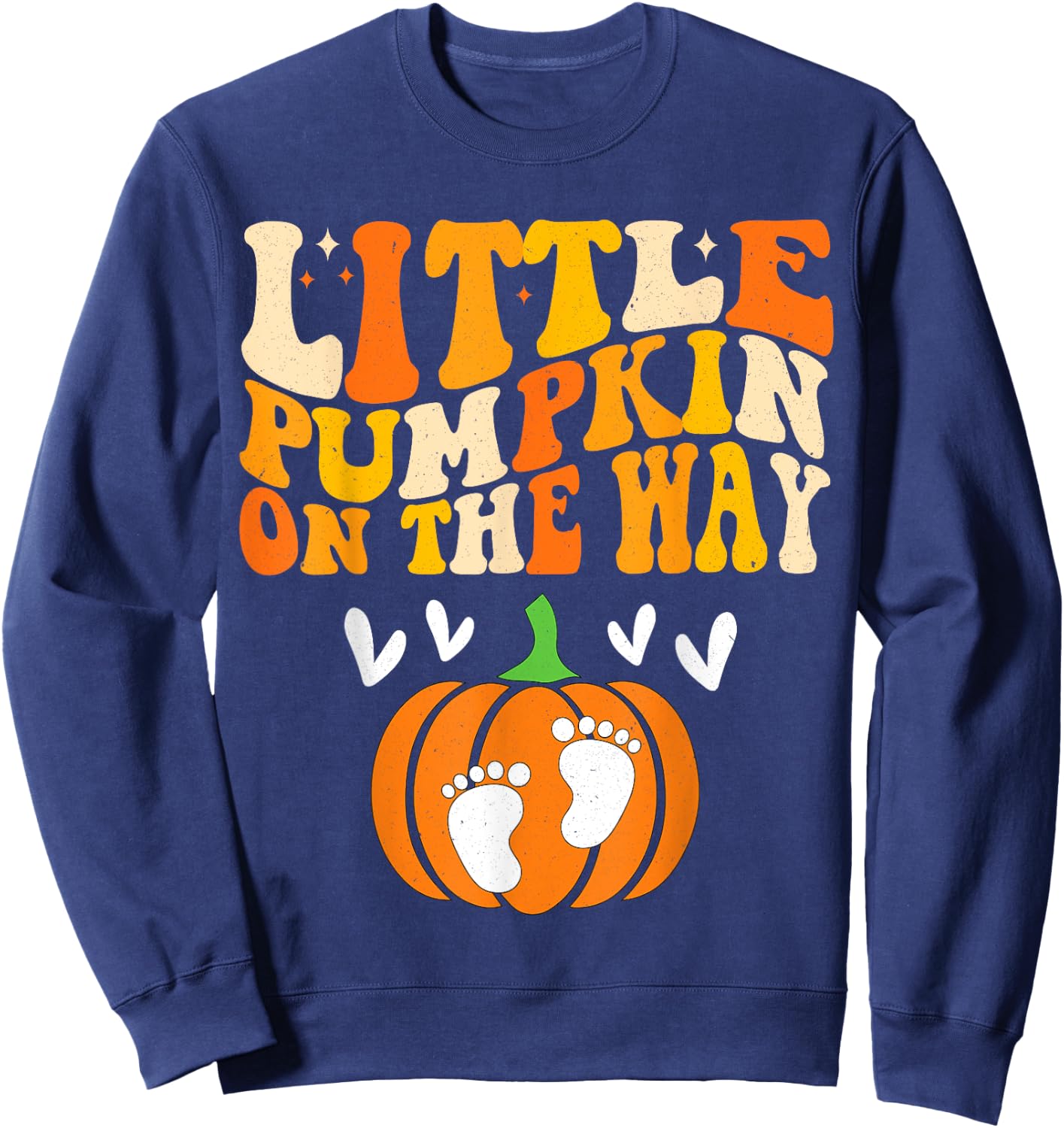 Little Pumpkin On The Way Halloween Pregnancy Announcement Sweatshirt - Sweatshirt | Navy
