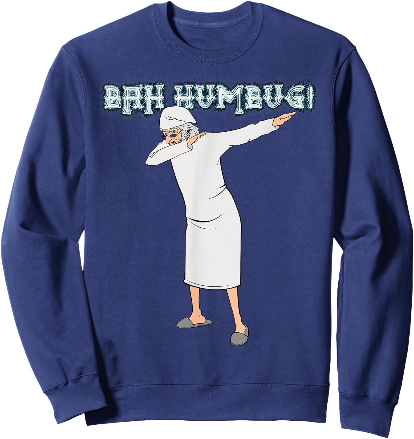 Charles Dickens Literature Gifts -Adults Black Cotton Short Sleeve Classic Fit Fun Christmas Carol Dabbing Scrooge Nightgown Bah Humbug Sweatshirt - Sweatshirt | Navy