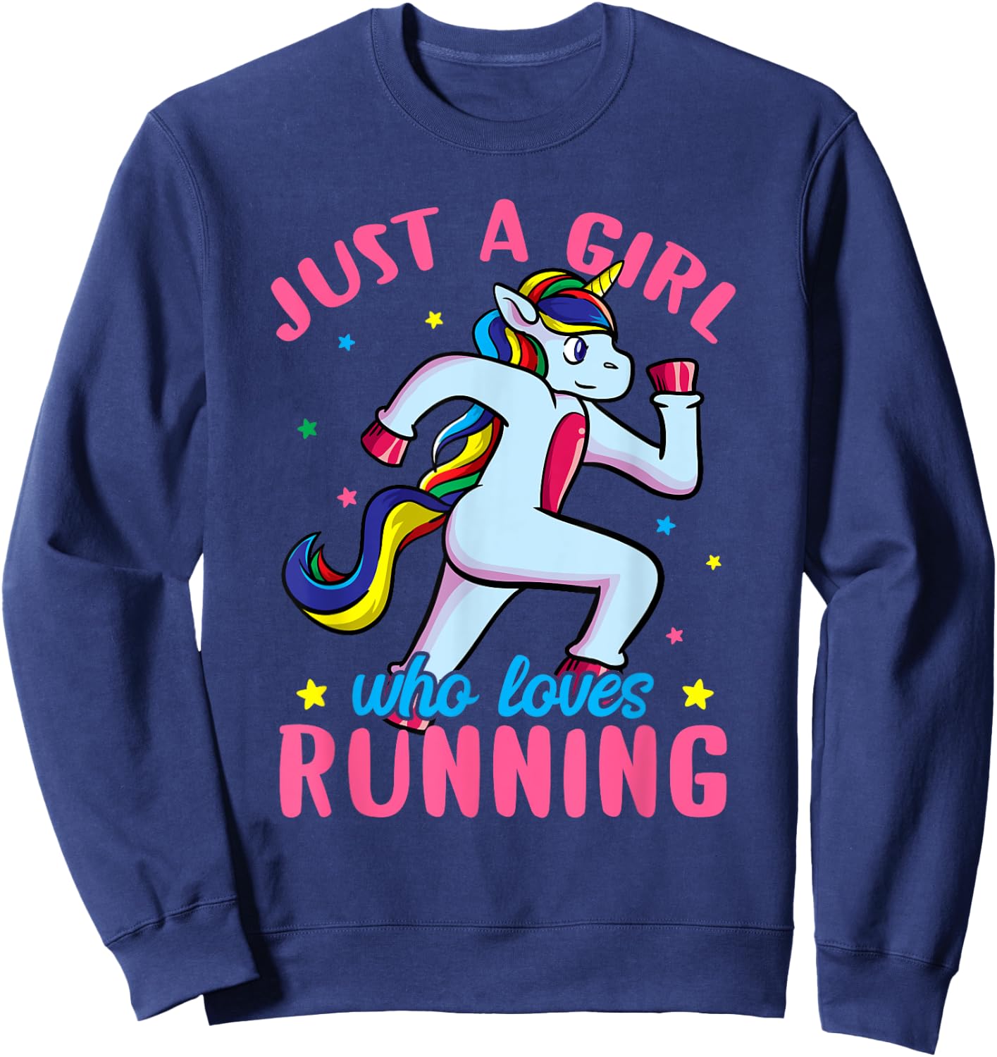 Just a Girl Who Loves Running Unicorn Female Track Runner Sweatshirt - Sweatshirt | Navy